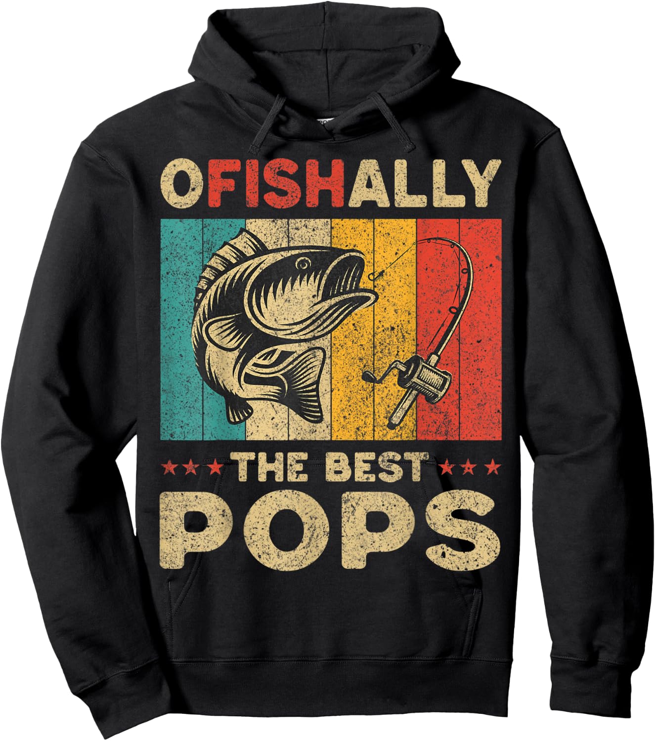 Father's Day Present Funny Fishing Ofishally The Best Pops Hoodie - Hoodie | Black