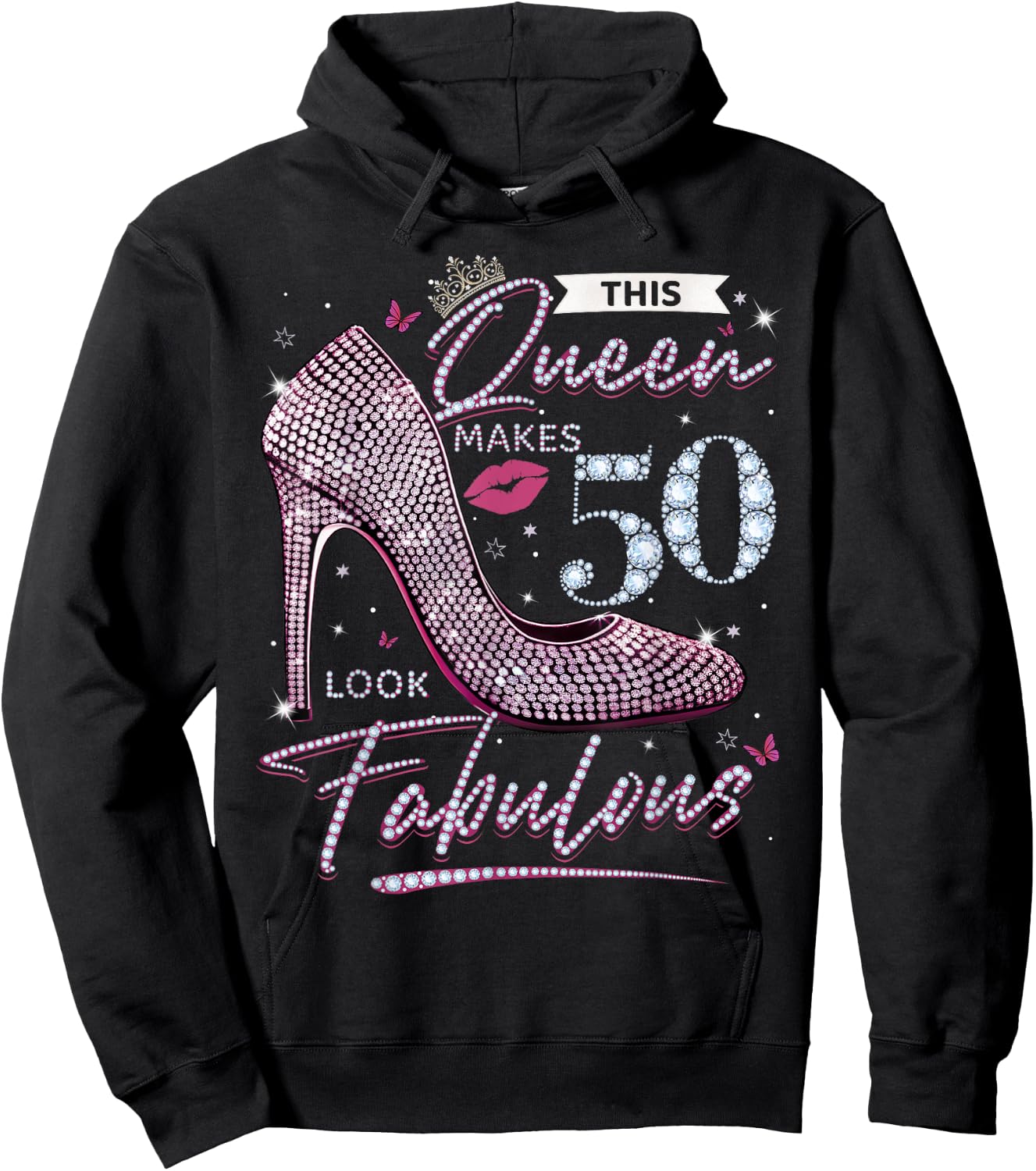 This Queen Makes 50 Looks Fabulous Shirt 50th Birthday Women Hoodie - Hoodie | Black