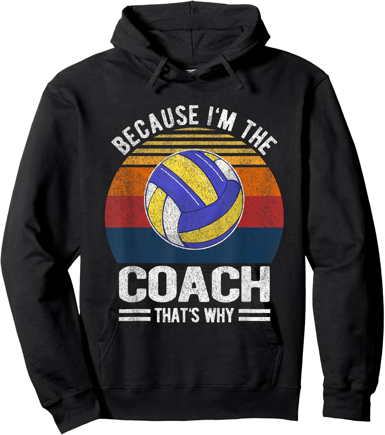 Funny Volleyball Coach Volleyball Team Coaching Retro Hoodie - Hoodie | Black