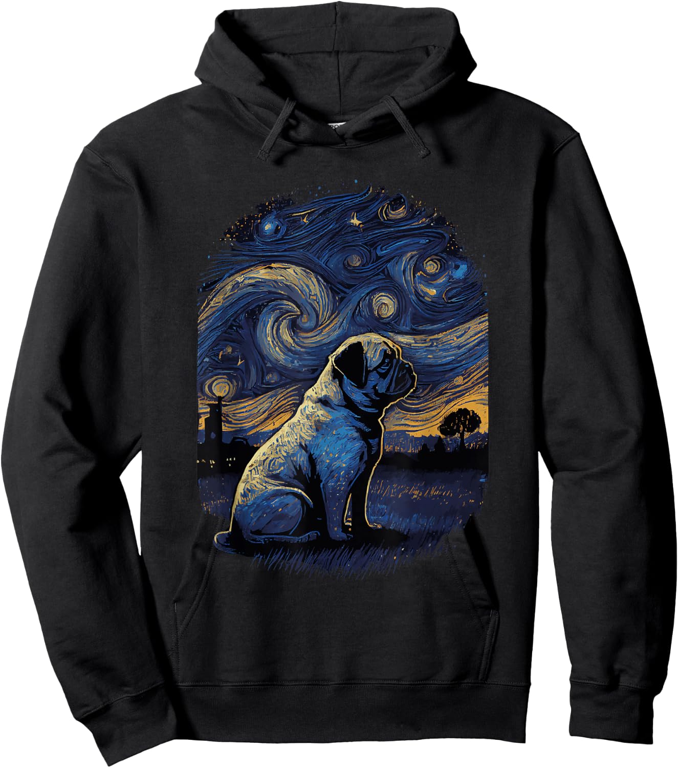 Pug Starry Night Hoodie - Hoodie | Black