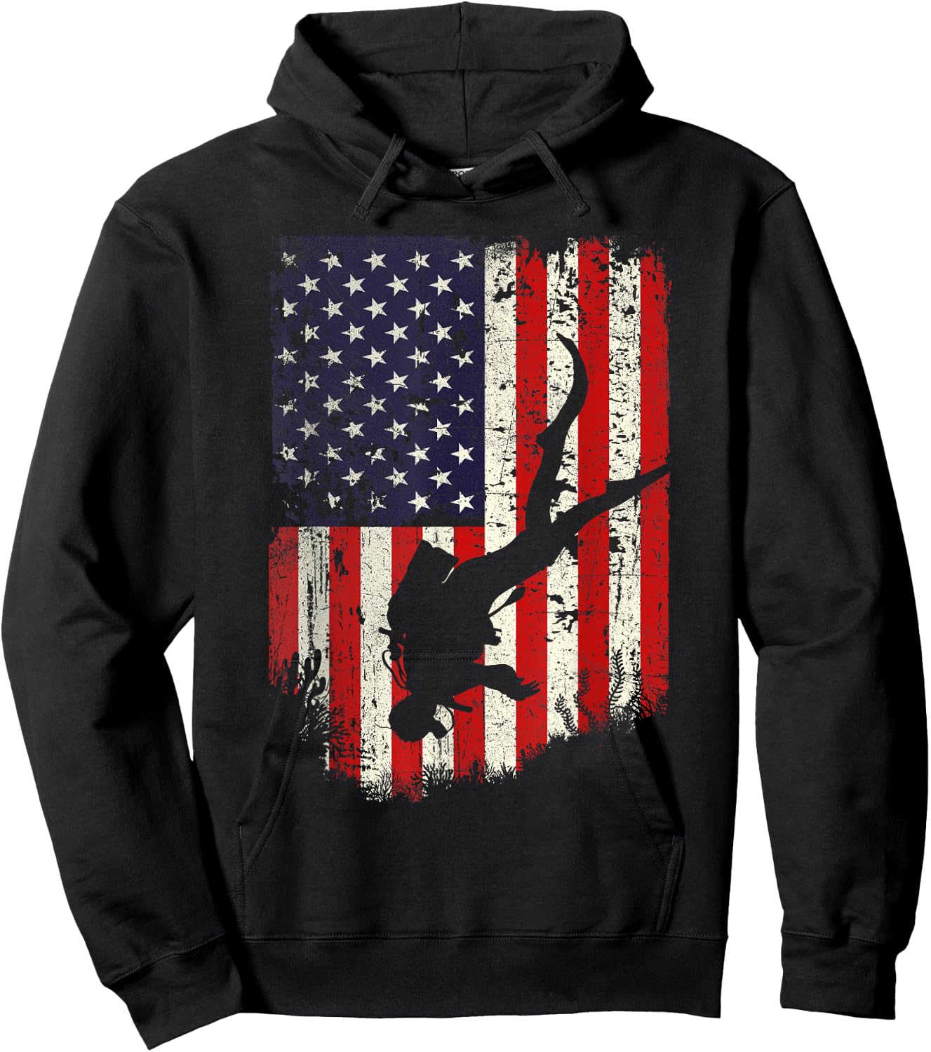 Scuba Diver - Scuba Diving American Flag Hoodie - Hoodie | Black