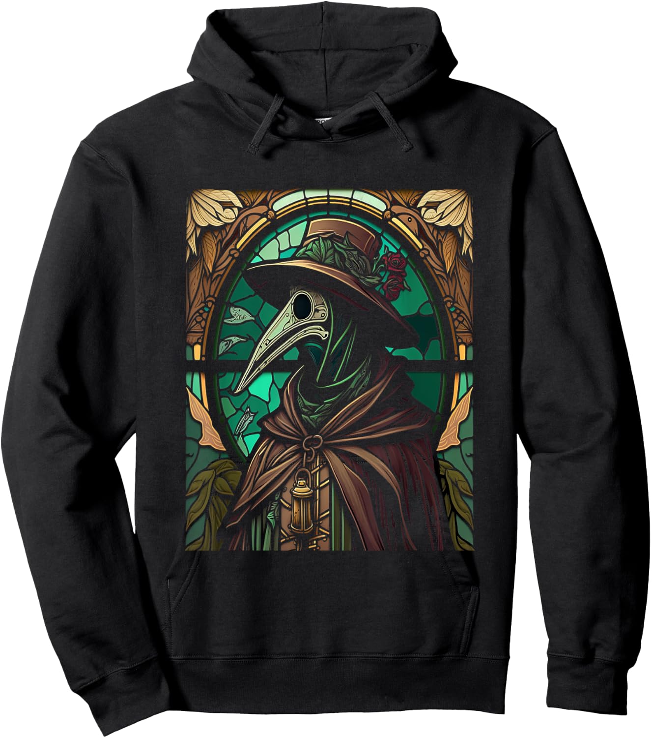 Colorful Stained Glass Holy Plague Doctor Cool Cathedral Art Hoodie - Hoodie | Black
