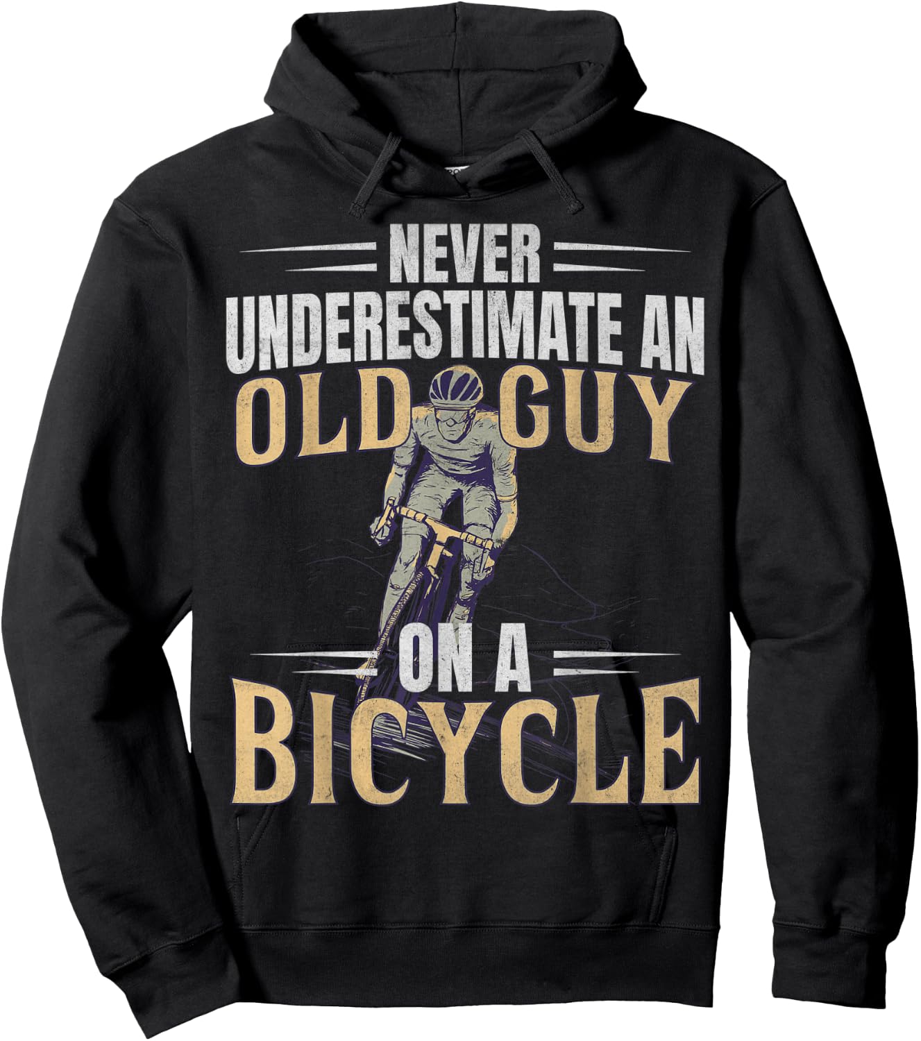 Never Underestimate An Old Guy On A Bicycle Cycling Hoodie - Hoodie | Black