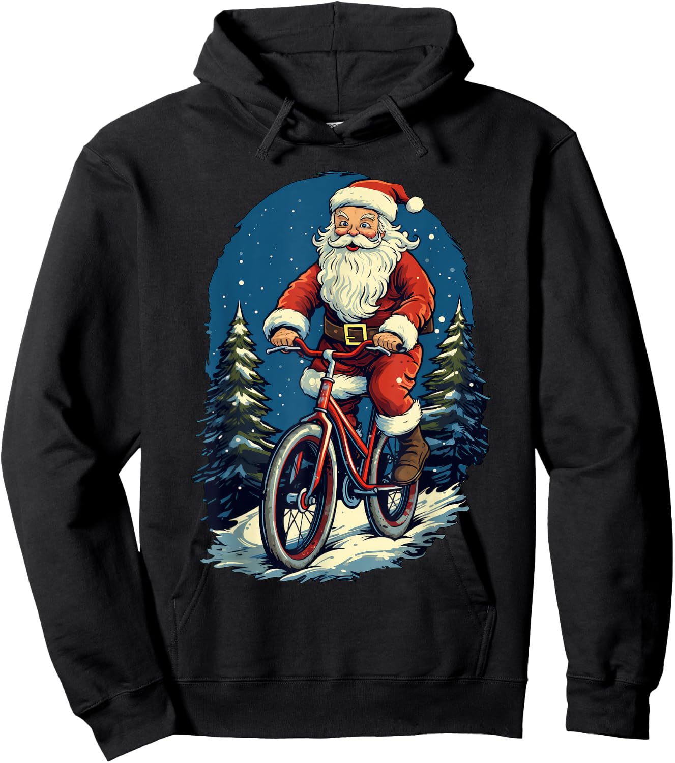 Santa Claus Riding Bicycle Cycling Biker Cyclist Xmas Party Hoodie - Hoodie | Black