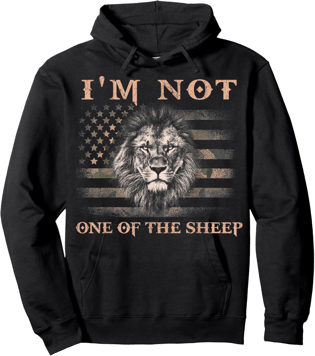 I'm Not One Of The Sheep Patriotic Lions American Flag Hoodie - Hoodie | Black