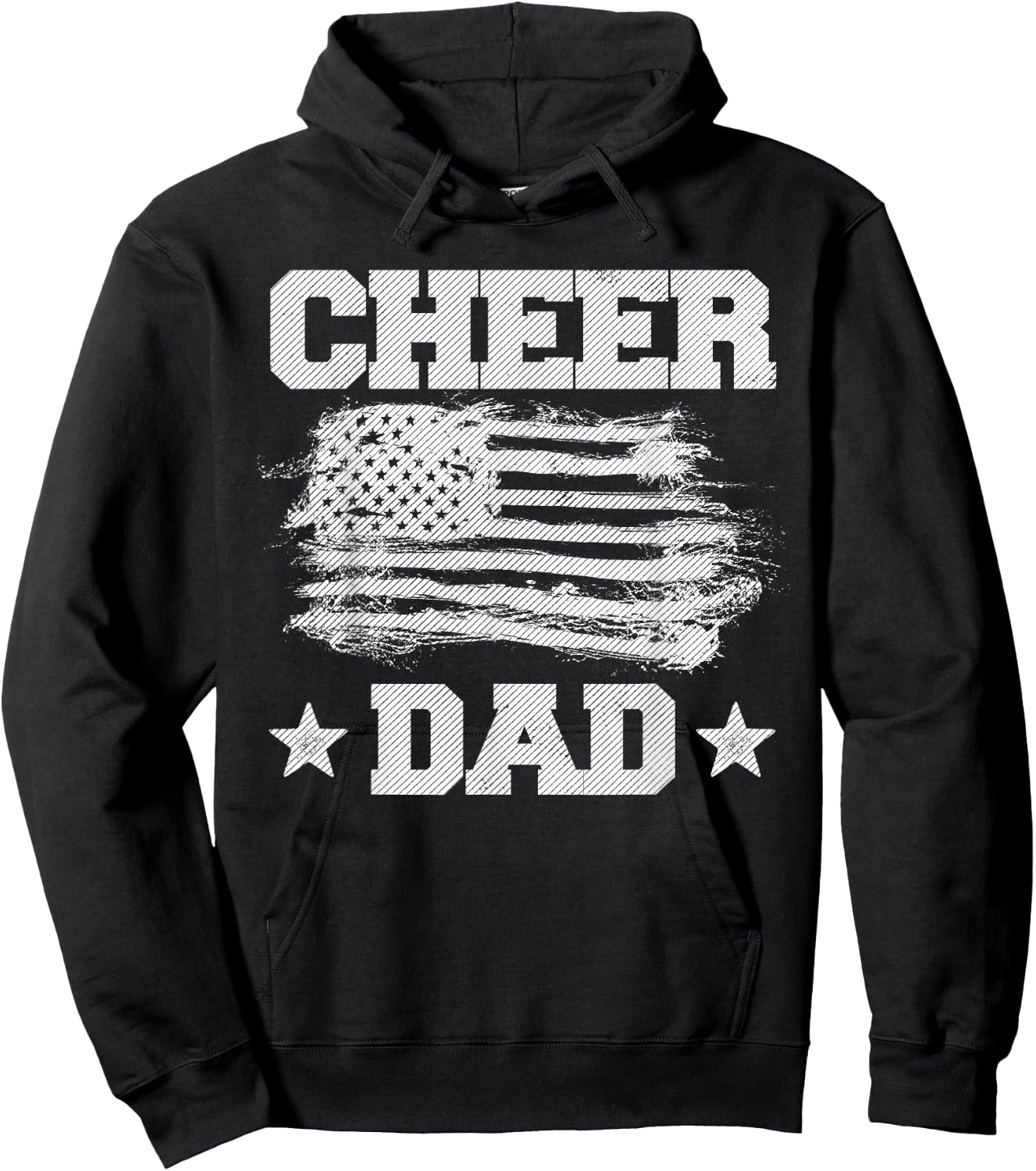 Cheer Dad Vintage American Flag Father Cheerleader Squad Hoodie - Hoodie | Black