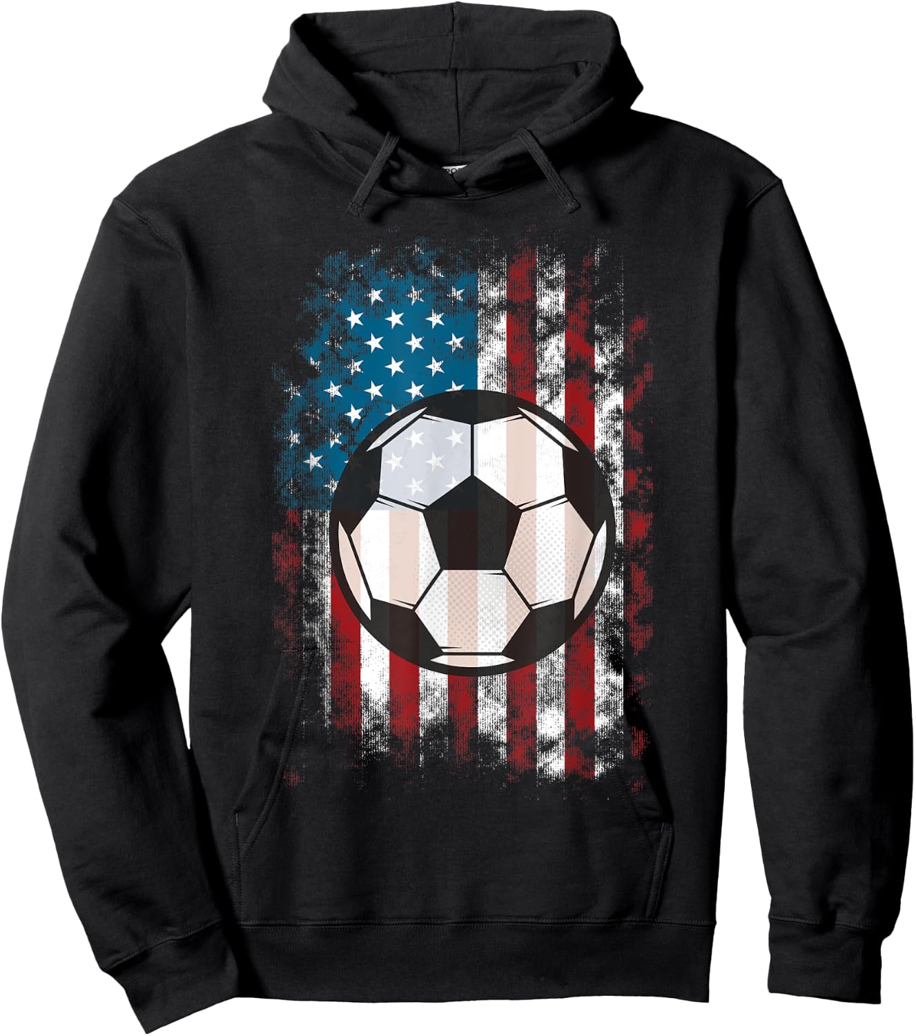 Soccer Ball American Flag USA for Soccer Lovers Women Kids Men Hoodie - Hoodie | Black