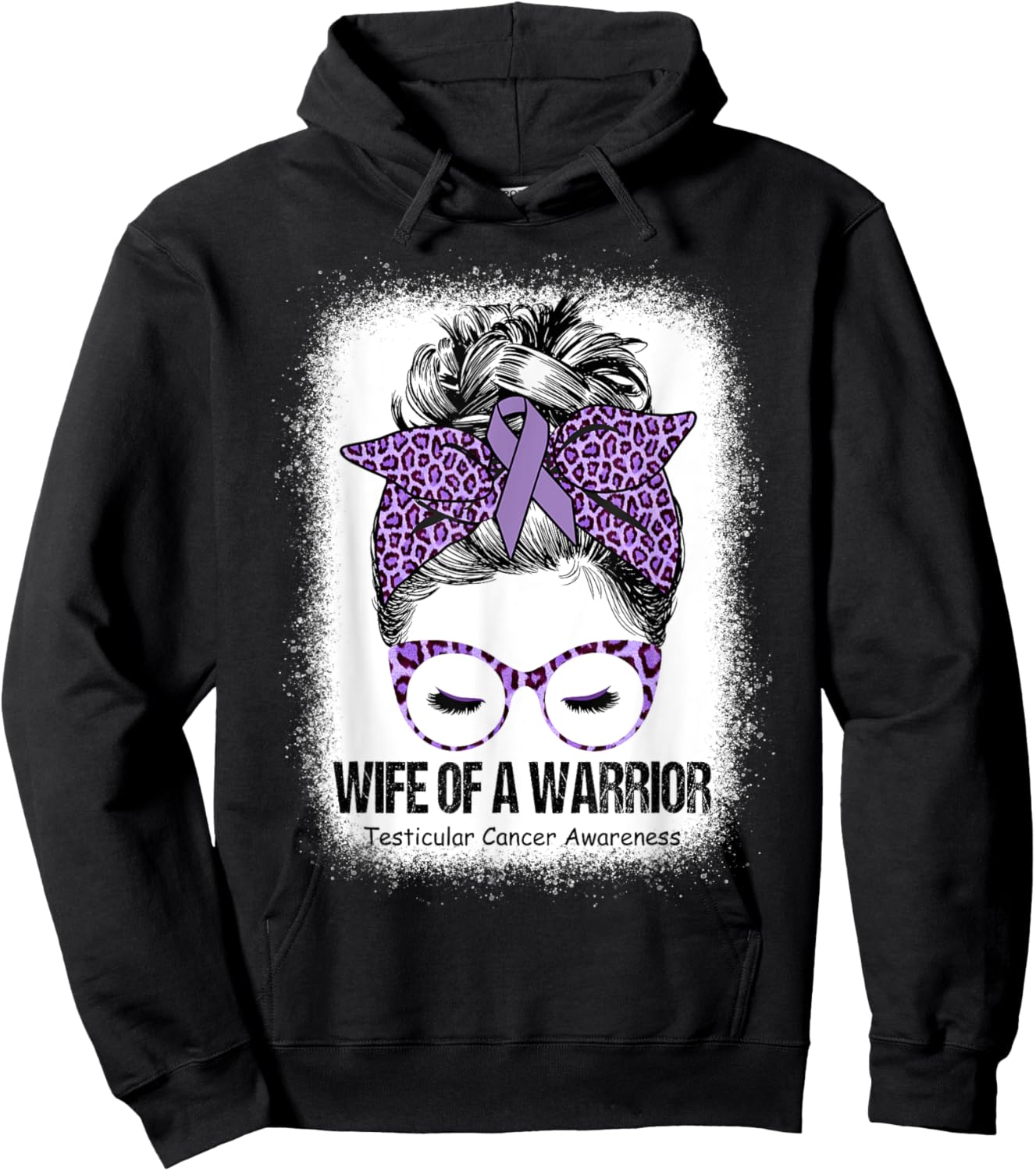 Wife of a Warrior Purple Ribbon Testicular Cancer Awareness Hoodie - Hoodie | Black