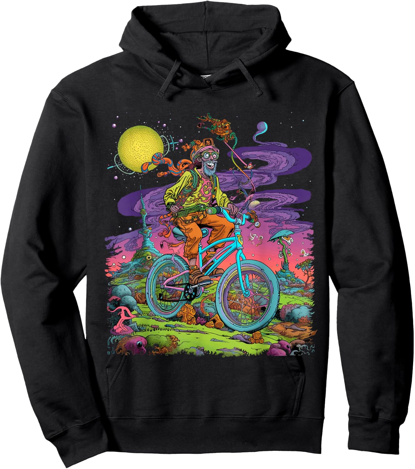 Bicycle Day Hofmann Trip | Psychedelic Comic Style Hippie Hoodie - Hoodie | Black