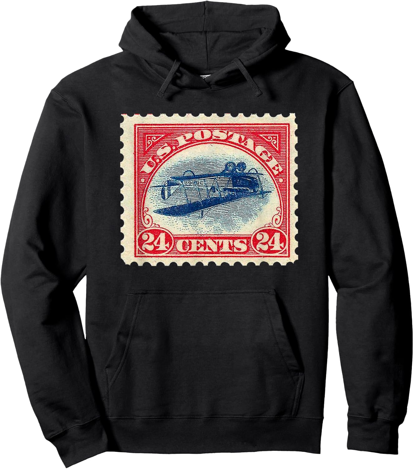 Retro Vintage 1900's Upside Down Jenny Postage Stamp Hoodie - Hoodie | Black
