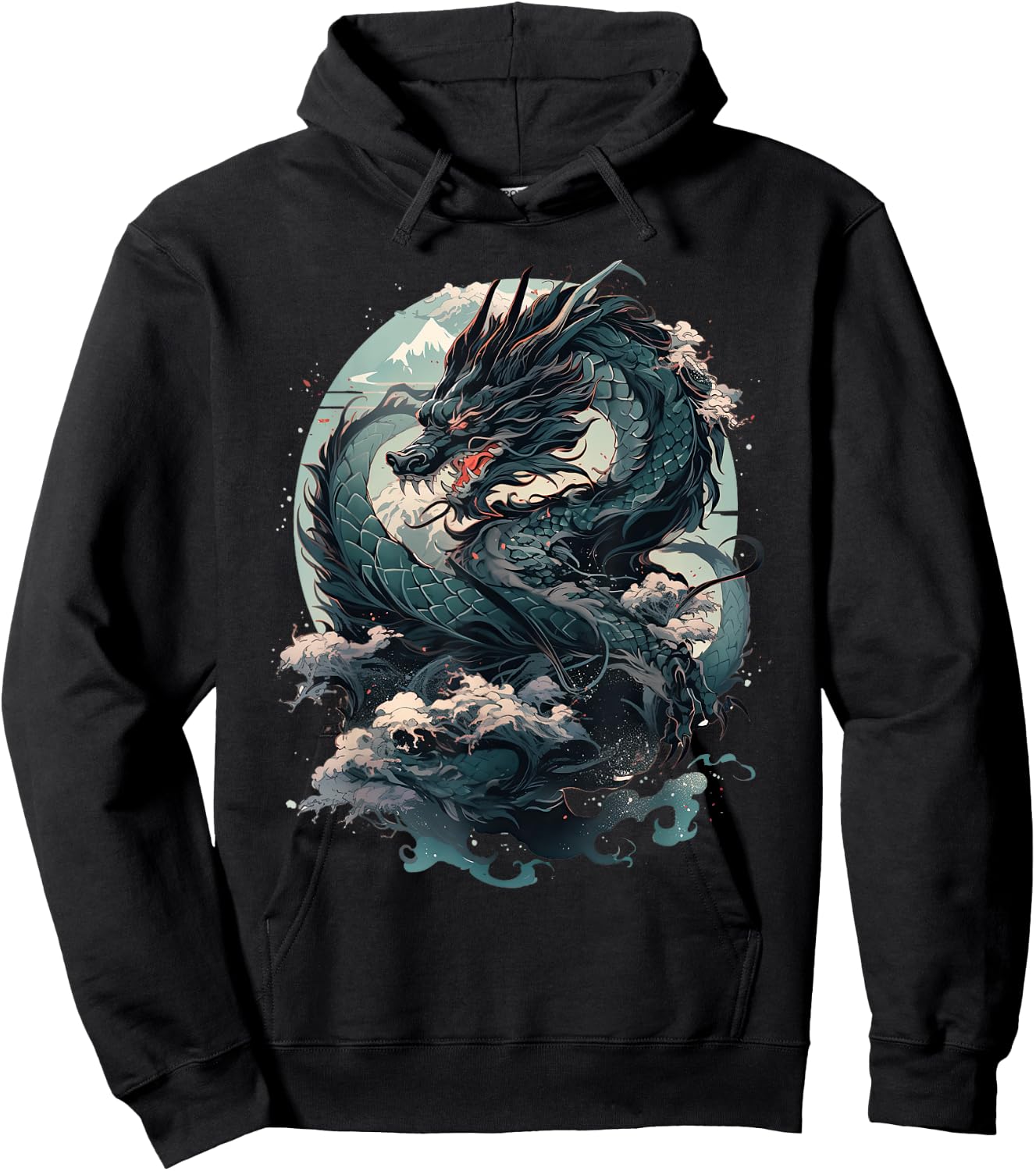 Japanese Aesthetic Dragon japanese art Japan Tattoo Hoodie - Hoodie | Black
