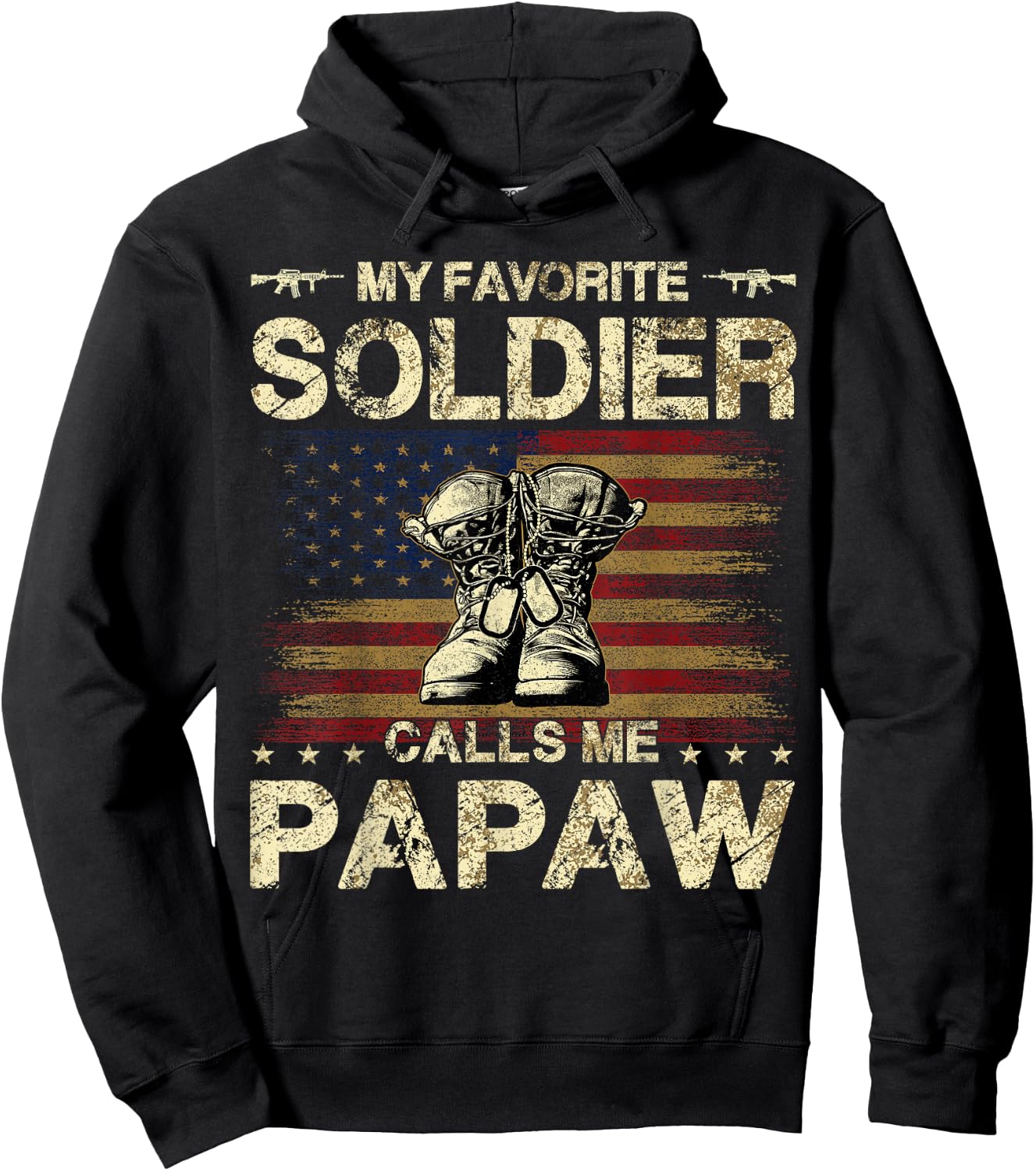 My Favorite Soldier Calls Me Papaw | Proud Army Papaw Hoodie - Hoodie | Black