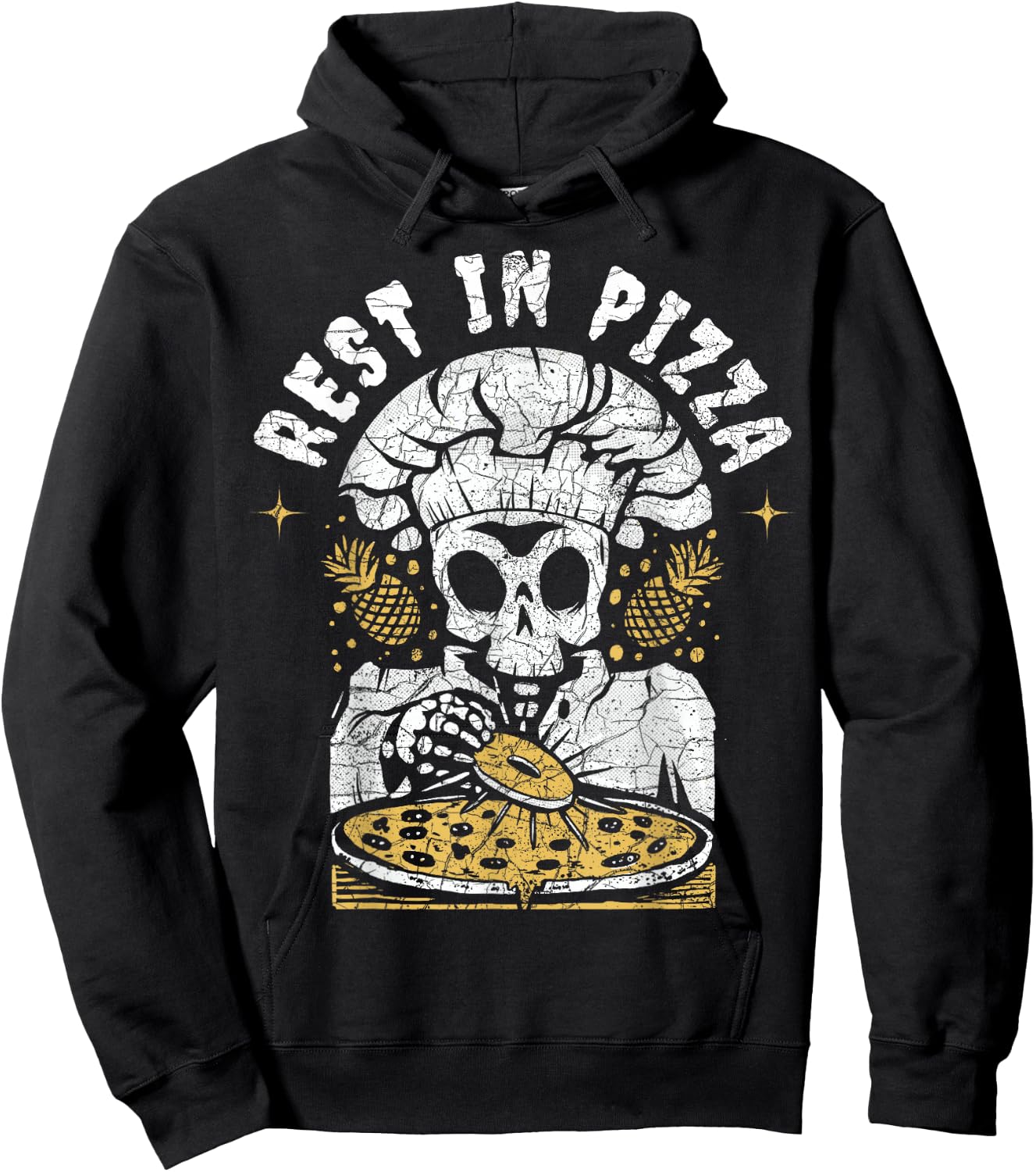 Rest In Pizza Funny Skeleton Halloween Hoodie - Hoodie | Black