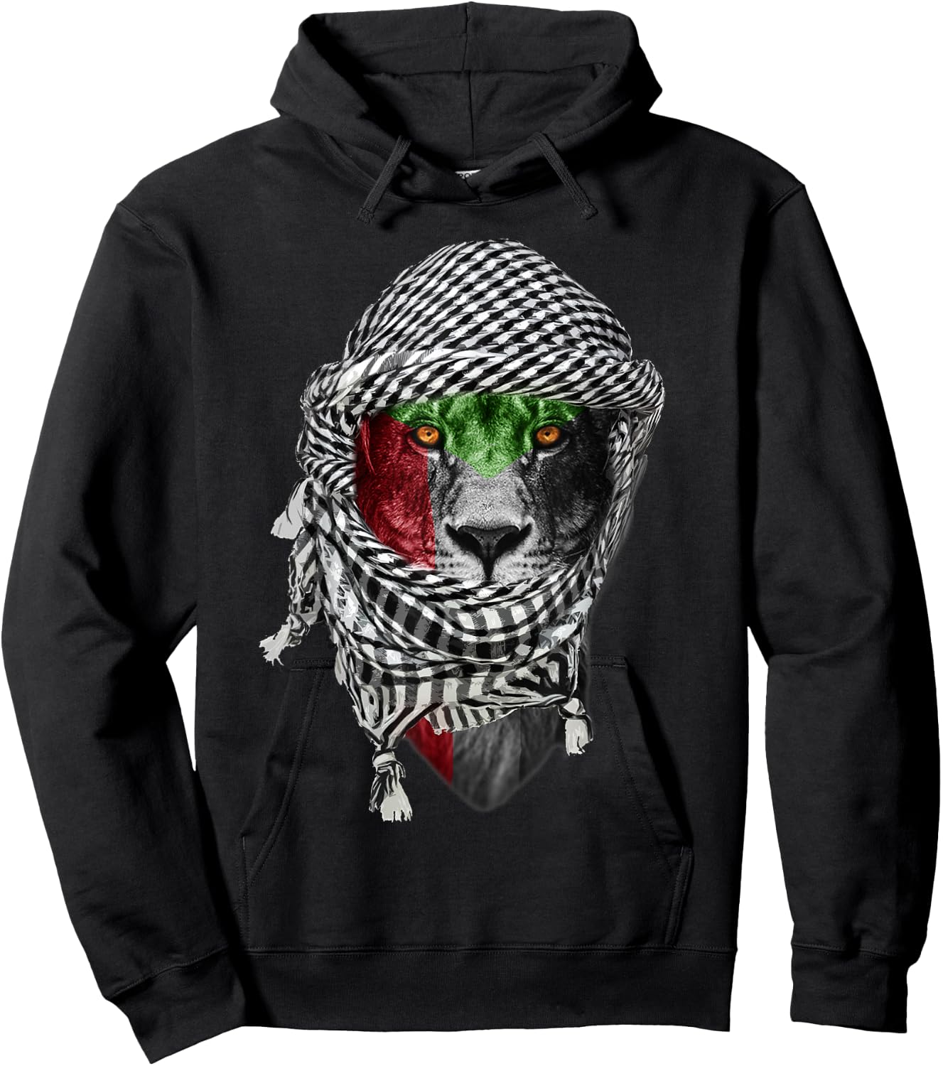 Free Palestine, Palestinian Lion Hoodie - Hoodie | Black
