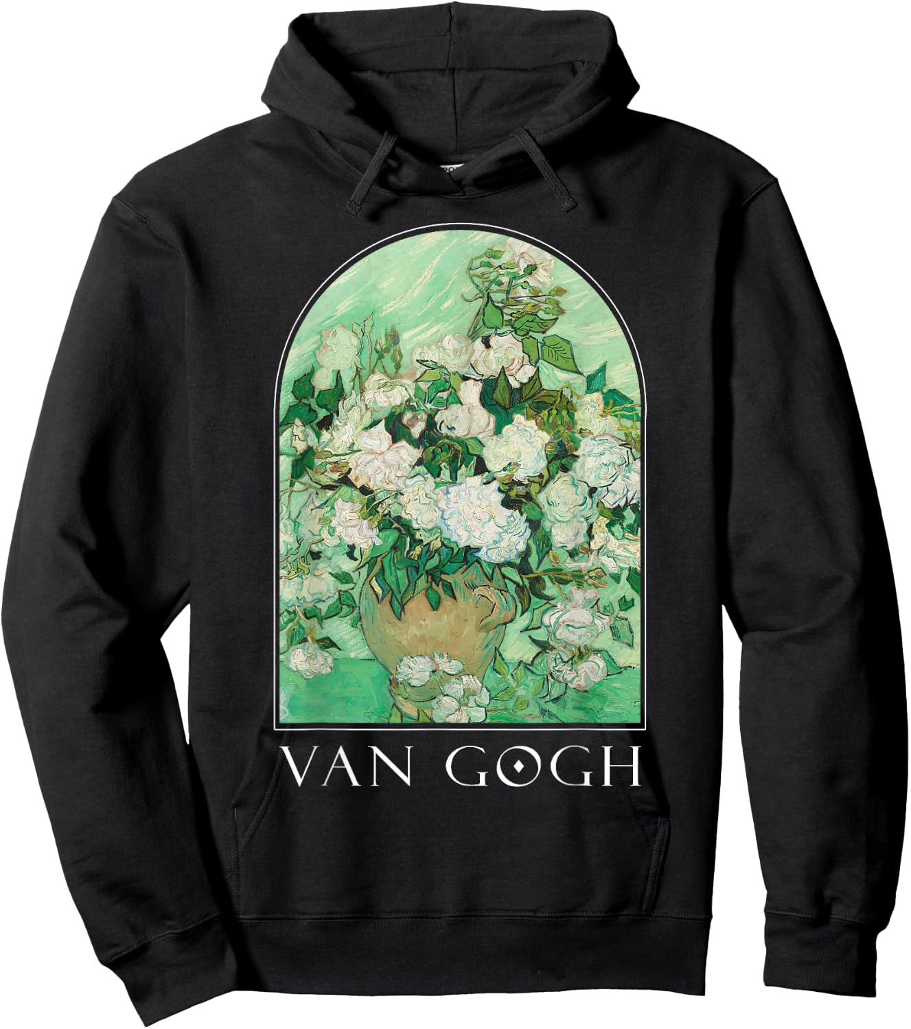 Van Gogh Vase with Pink Roses Classic Art Vintage Aesthetic Hoodie - Hoodie | Black