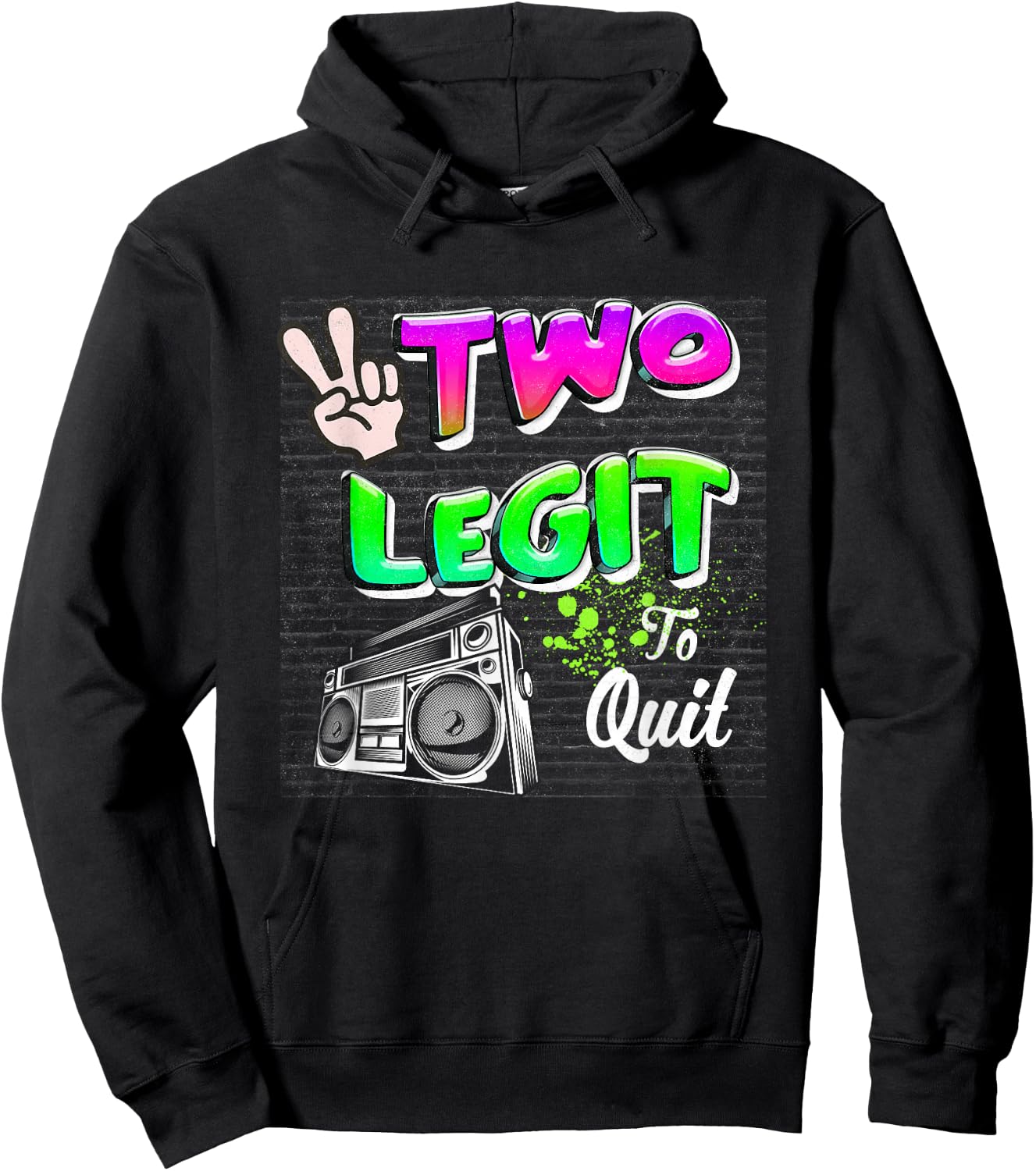 2nd Birthday Hip Hop Theme Two Legit To-Quit Born In 2021 Hoodie - Hoodie | Black