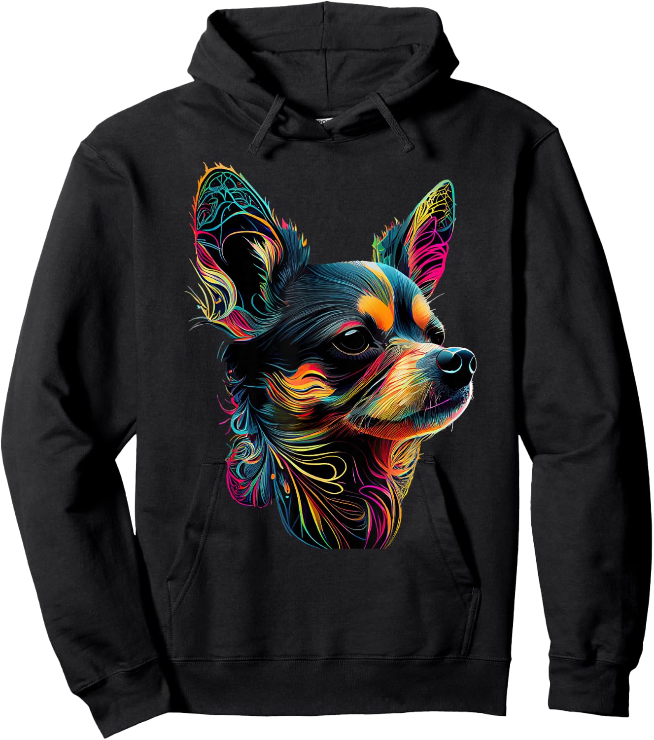 Chihuahua Dog Lover Designs -Adults Multicolor Graphic Small Chihuahua Pop Art Design Hoodie - Hoodie | Black