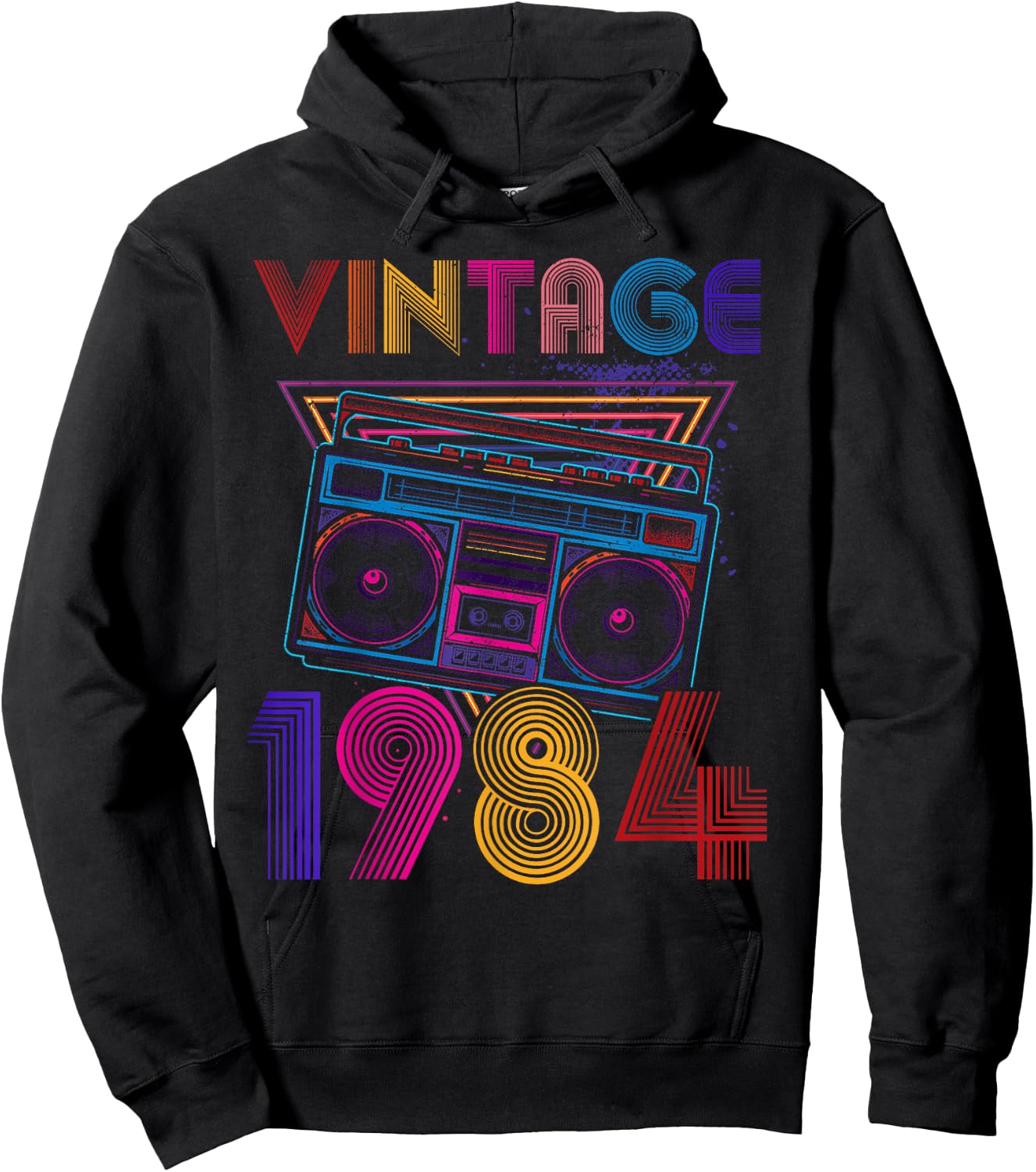 Classic Portable Stereo 1984 Music Lover Birthday Hoodie - Hoodie | Black