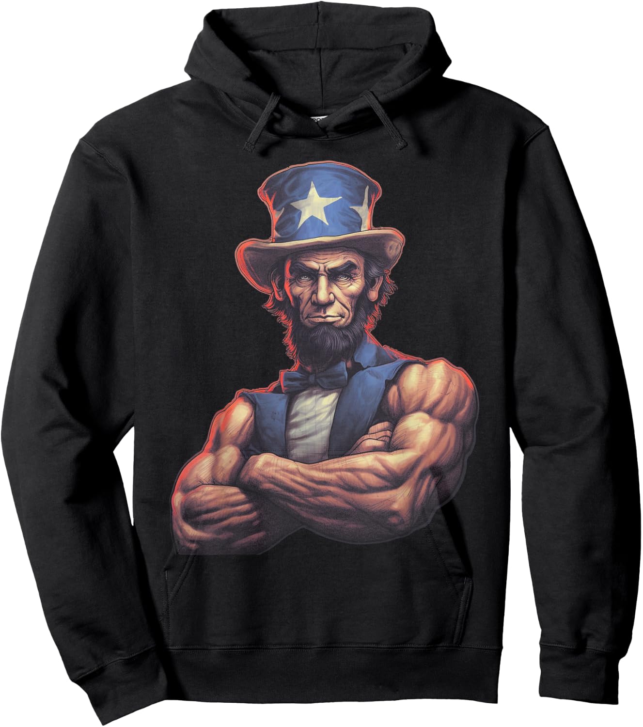 USA 4th Of July, Abraham Lincoln Funny Workout Muscles Hoodie - Hoodie | Black