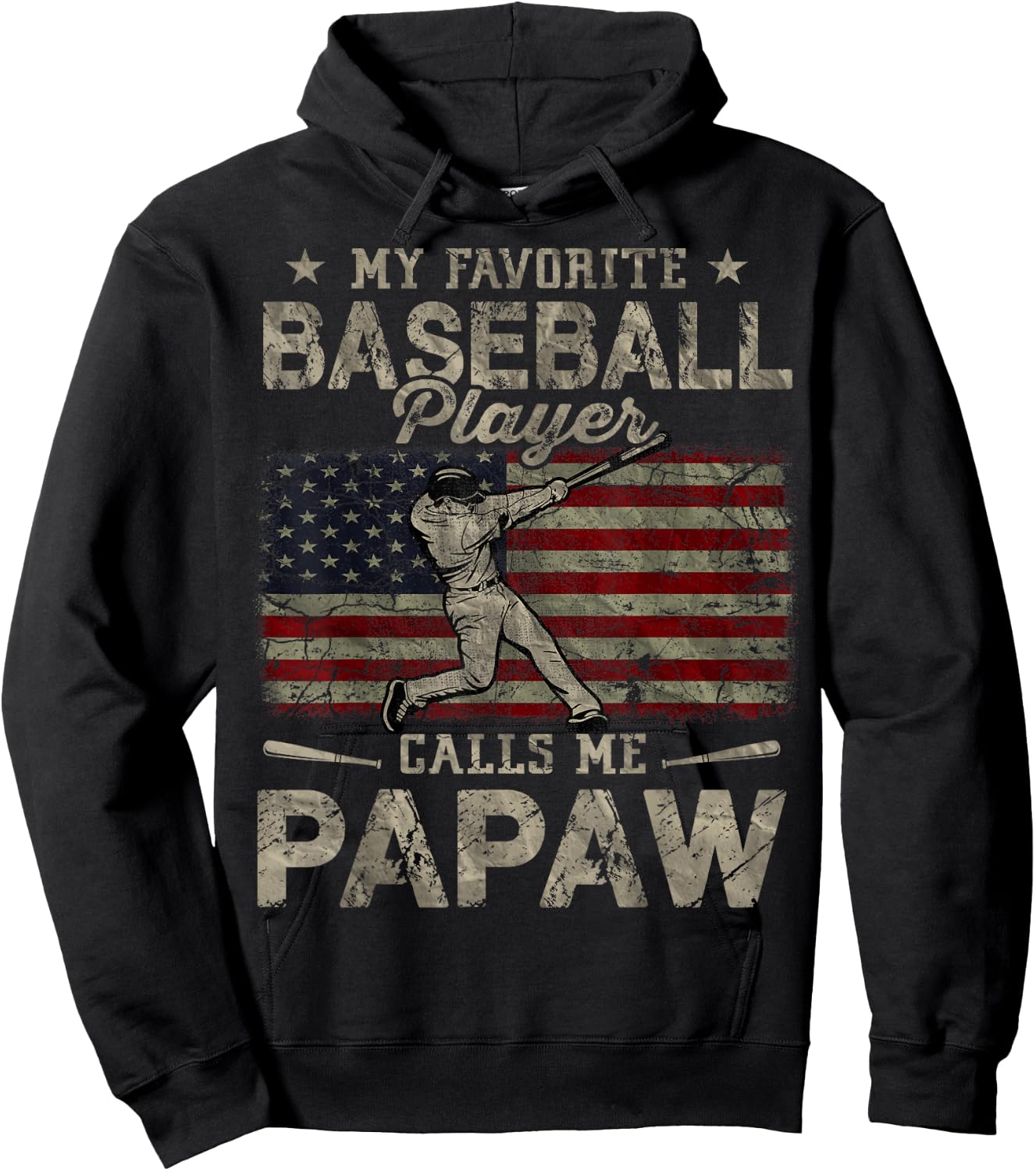 My Favorite Baseball Player Calls Me Papaw Father's Day Hoodie - Hoodie | Black