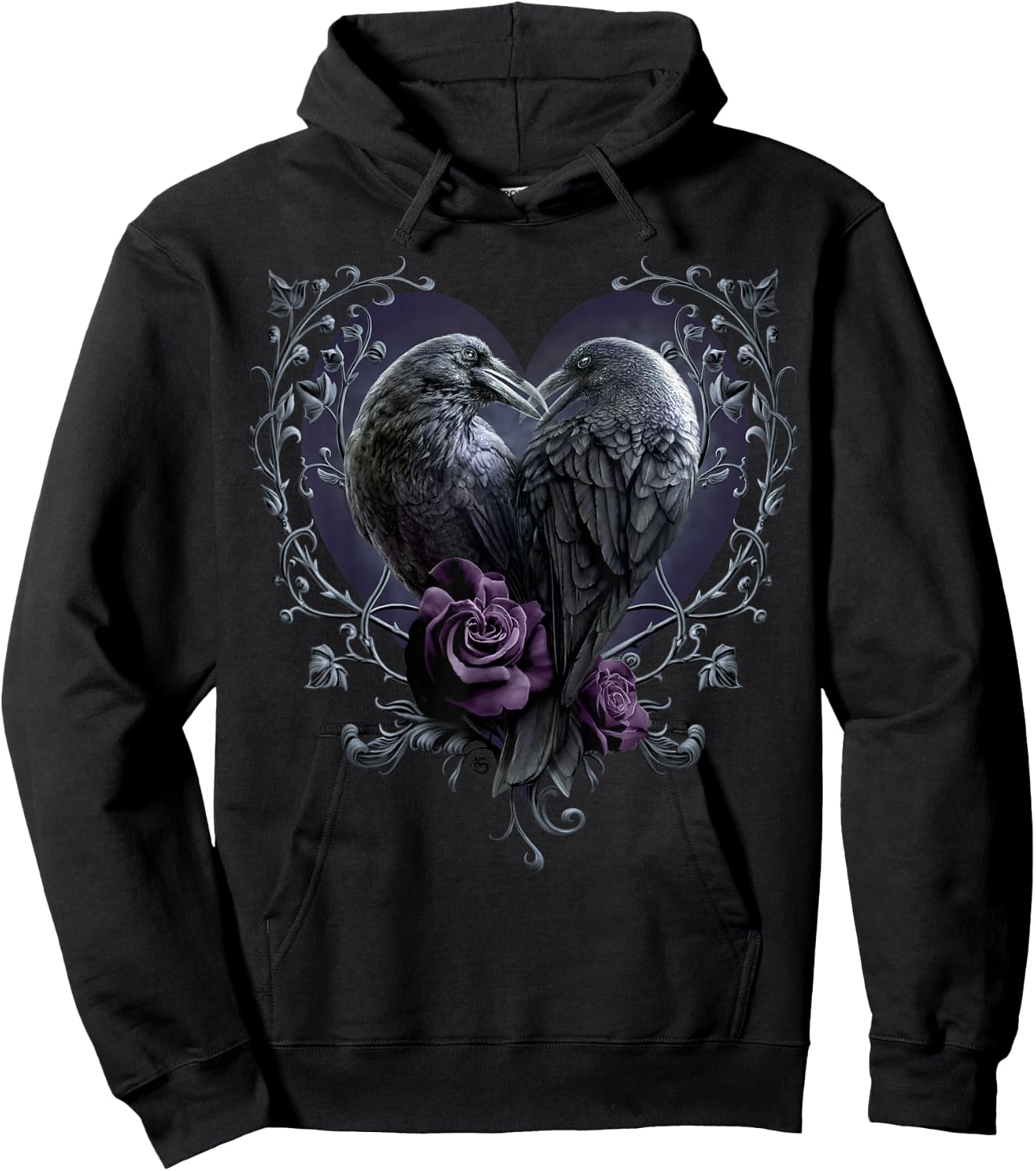 Spiral Original - Raven Heart - Gothic Ravens Hoodie - Hoodie | Black