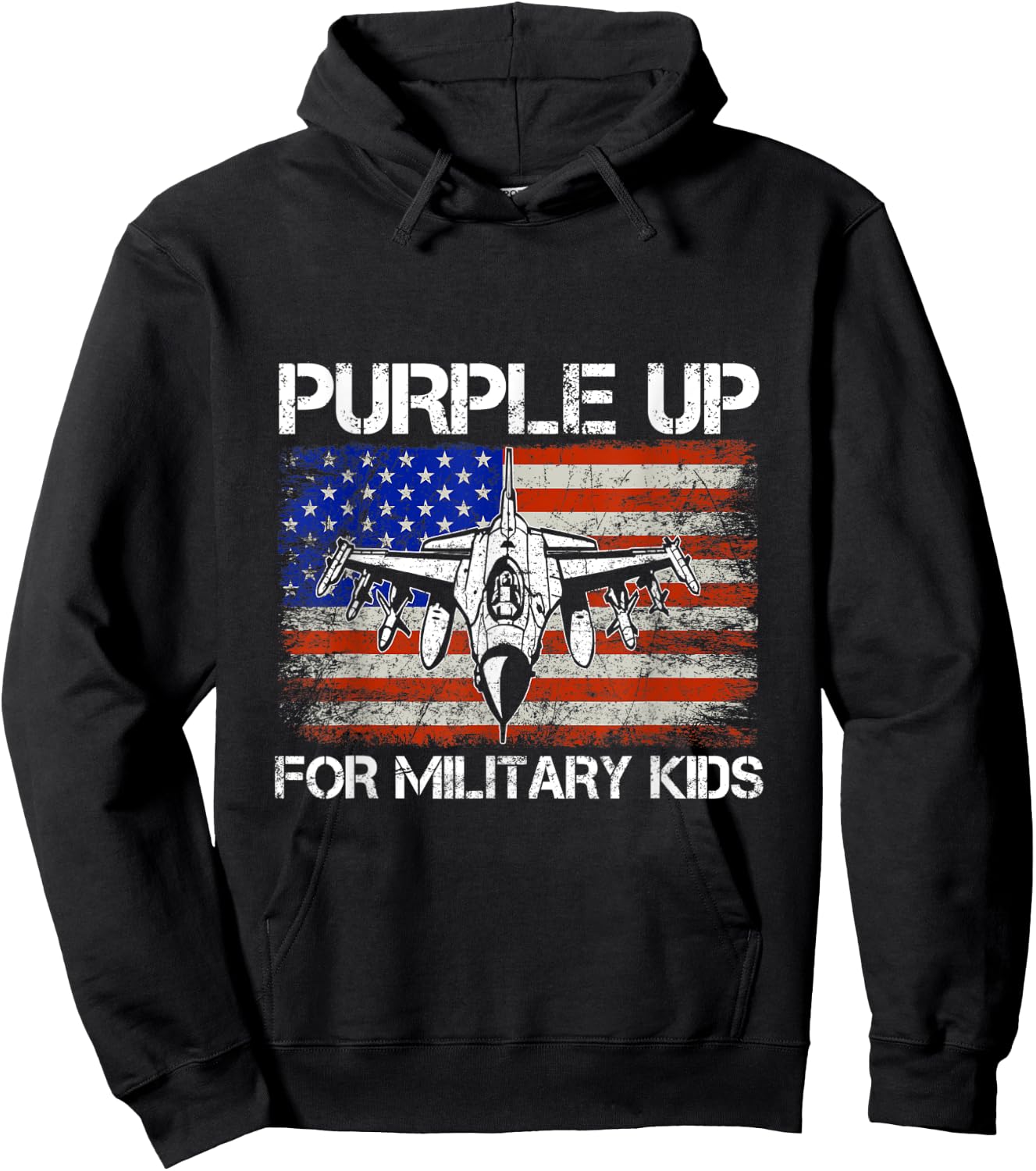I Purple Up Month of Military Child Kids Air Force US Flag Hoodie - Hoodie | Black