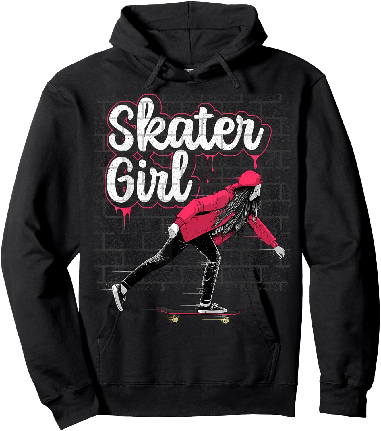 Cool Skateboard Art For Teen Girls Kids Skateboarding Skater Hoodie - Hoodie | Black