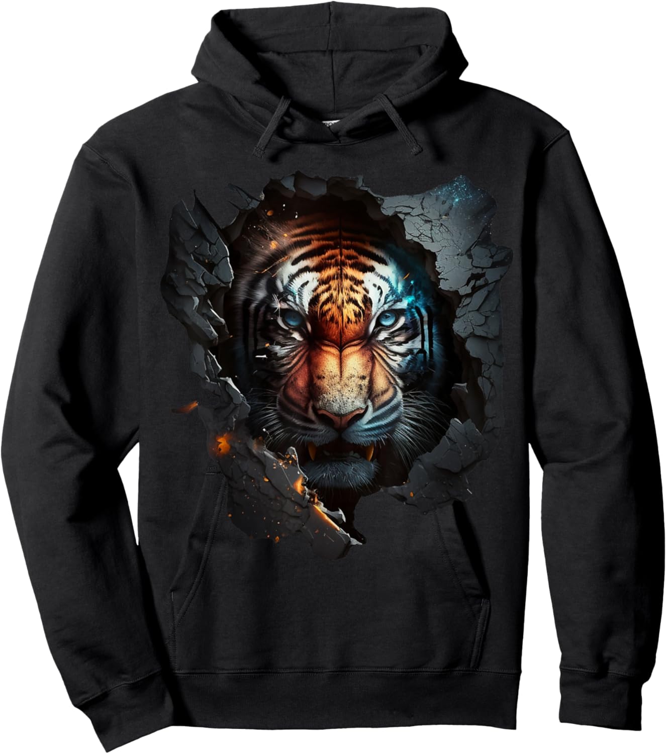 Tiger animals art animal motif zoo print tiger Hoodie - Hoodie | Black