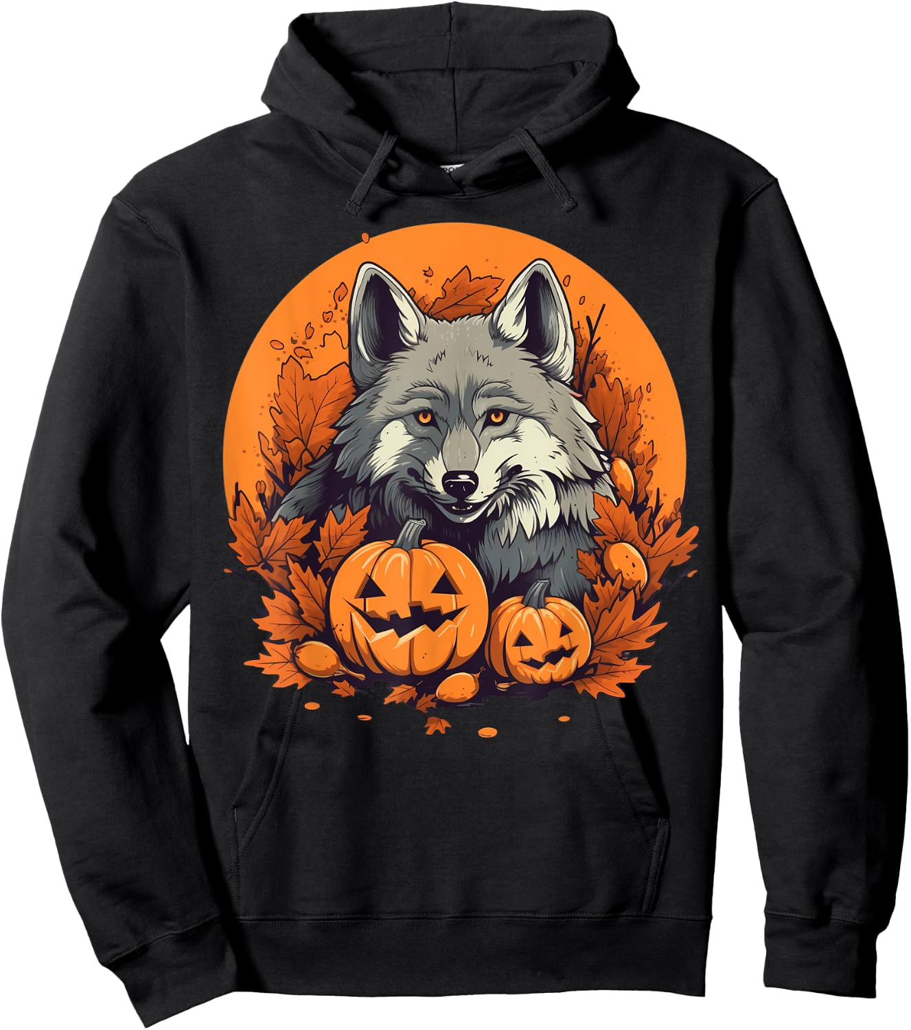 Pumpkin Wolf costume on Wolf Halloween Hoodie - Hoodie | Black