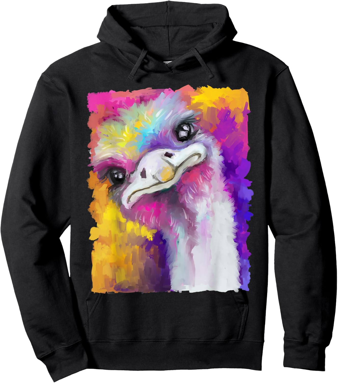 Ostrich Watercolor Funny Animal Lovers Outfit Men Women Kids Hoodie - Hoodie | Black