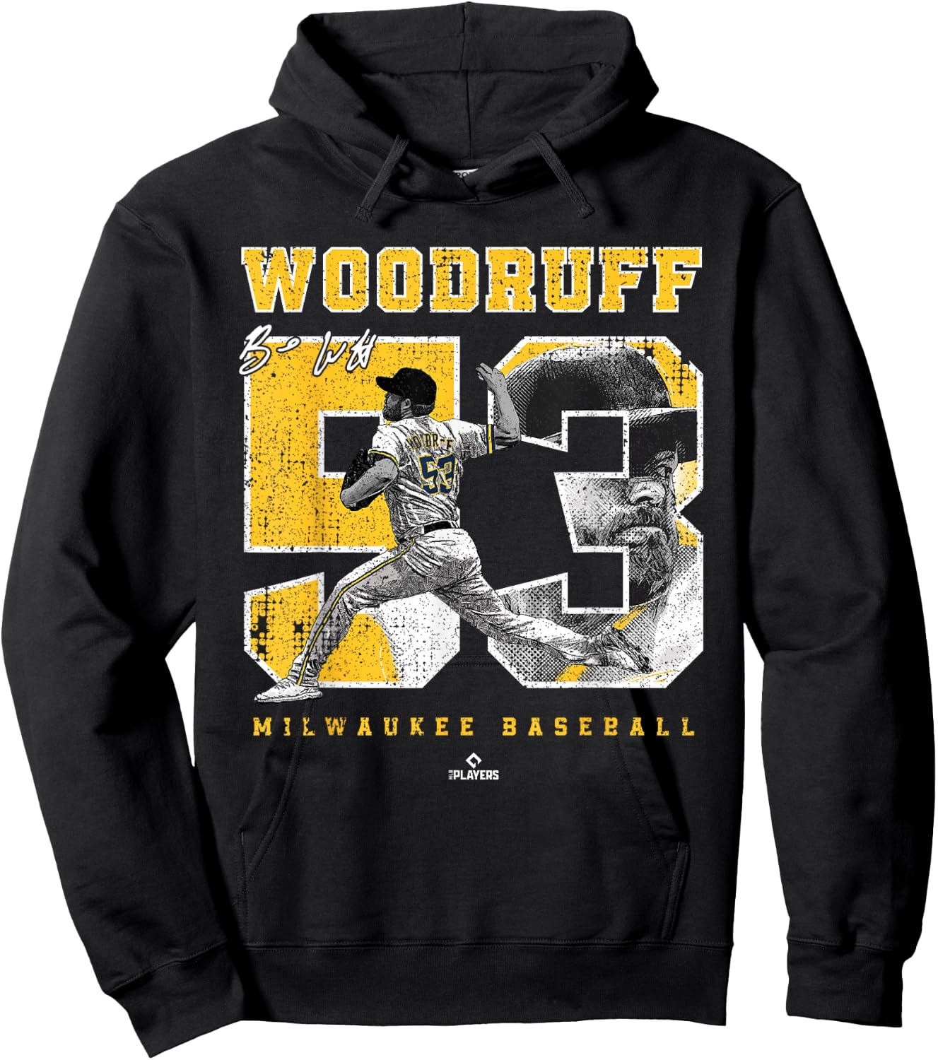 Number and Portrait Brandon Woodruff Milwaukee MLBPA Hoodie - Hoodie | Black