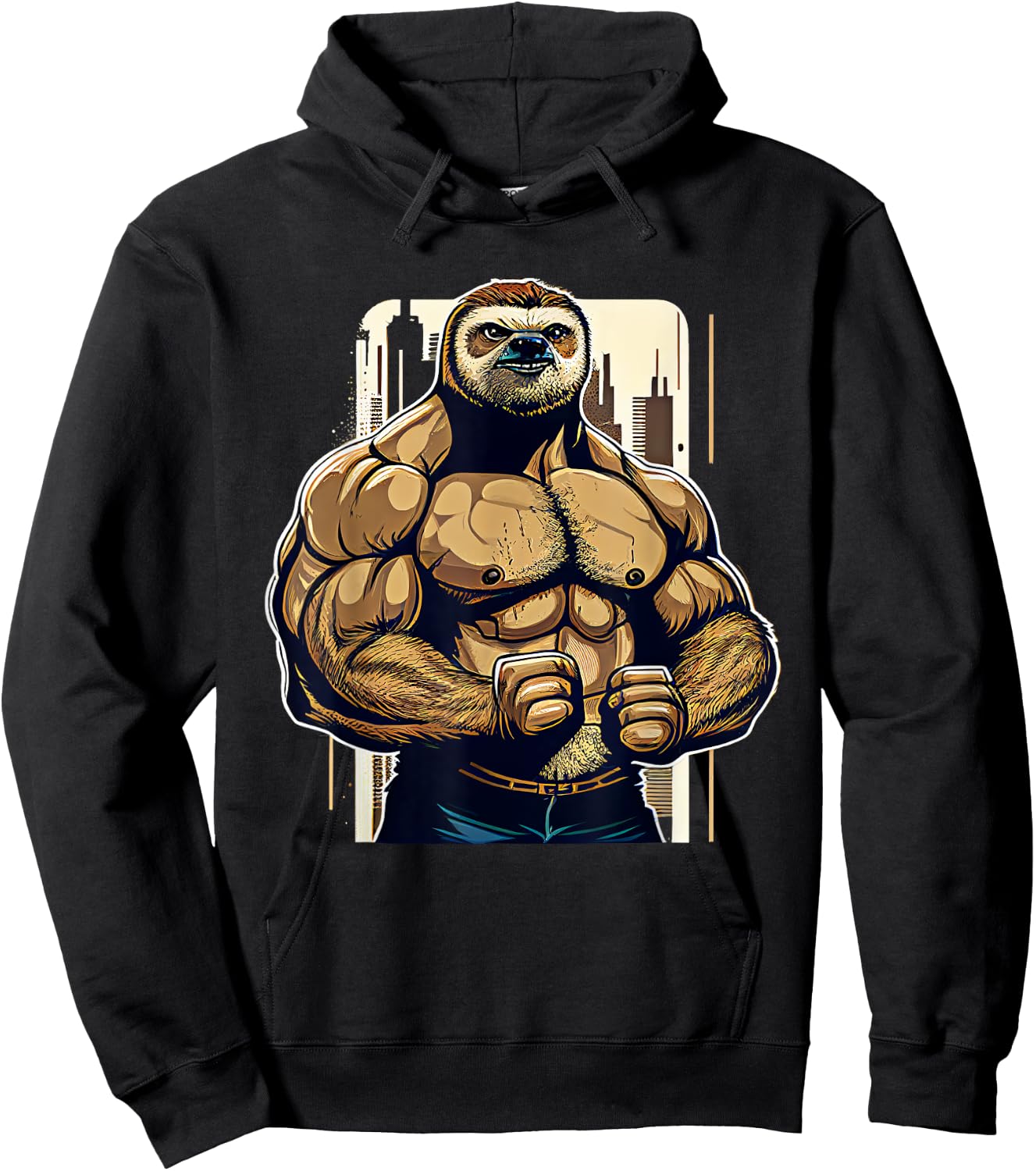 Bodybuilder Sloth Funny Bodybuilding Sloth Fitness Gym Hoodie - Hoodie | Black