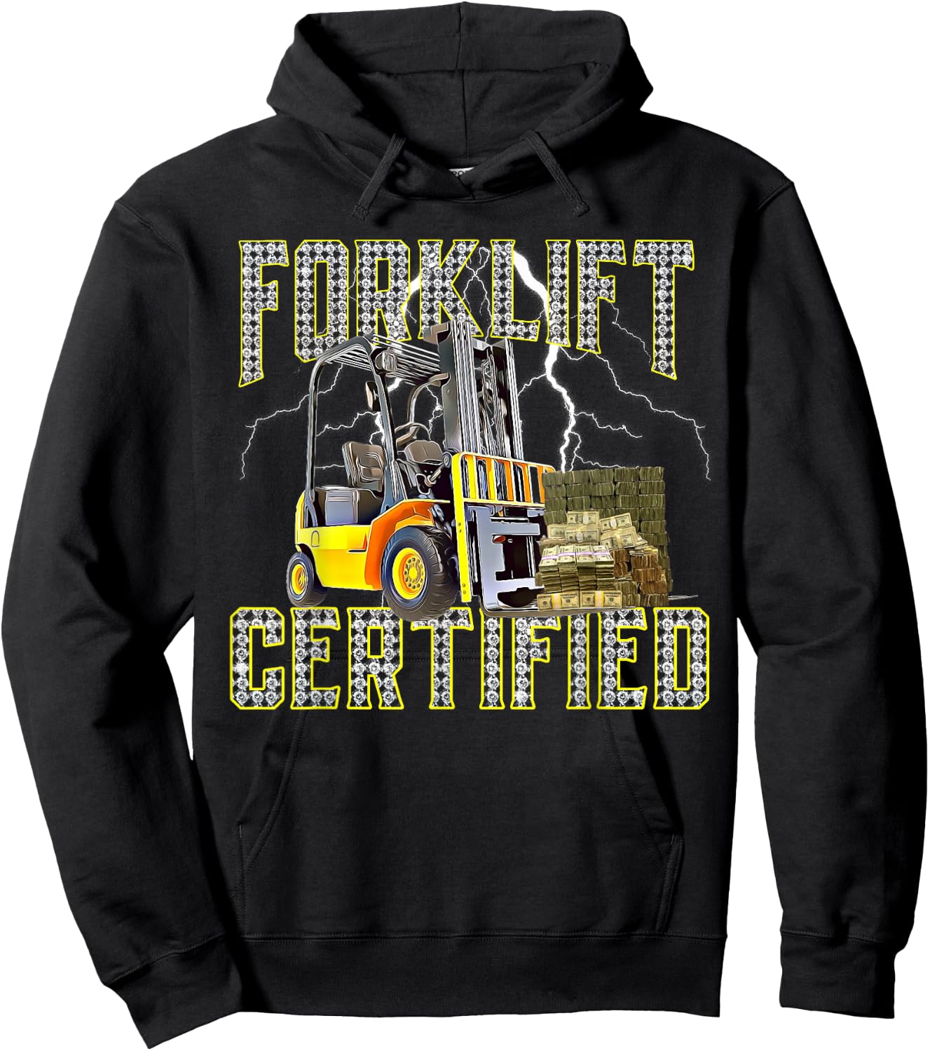 Retro Style Funny Forklift Operator Forklift Certified Hoodie - Hoodie | Black