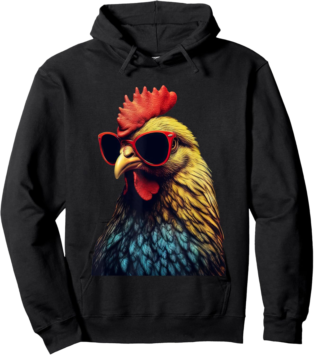 Funny Farm Cicken Animals gift Retro Vintage Chicken Cool Rooster Wearing Sunglasses -Kids Hoodie - Hoodie | Black