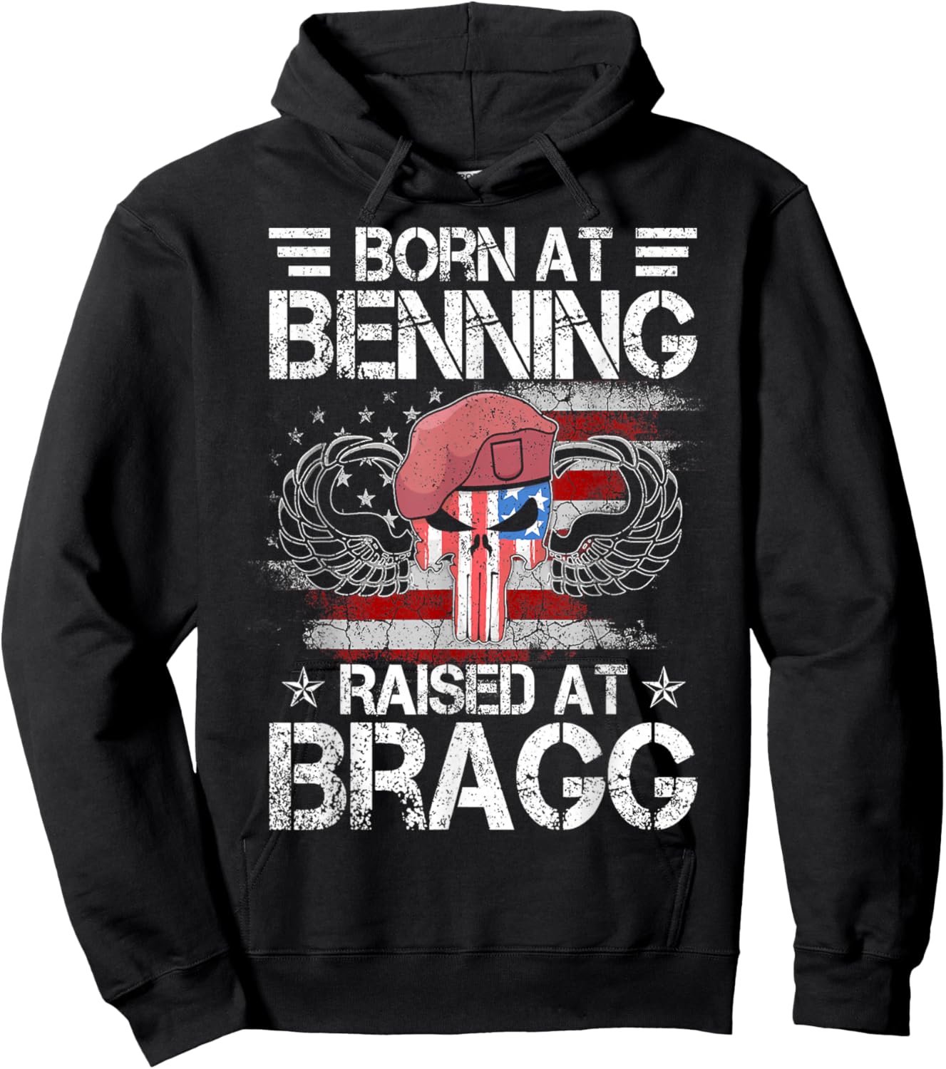 82nd Airborne Division Born At Ft Benning Raised Fort Bragg Hoodie - Hoodie | Black