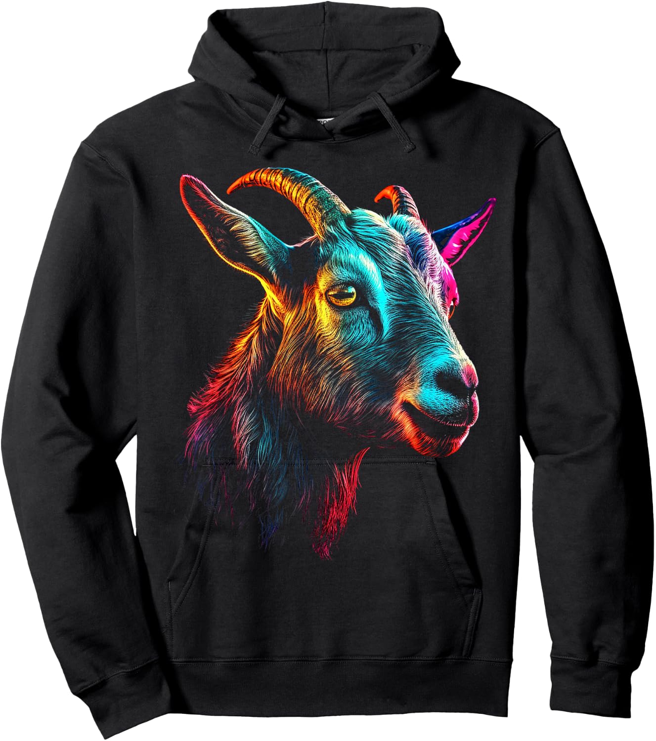 Goat Colorful Artwork | Animal Motif Goat Hoodie - Hoodie | Black