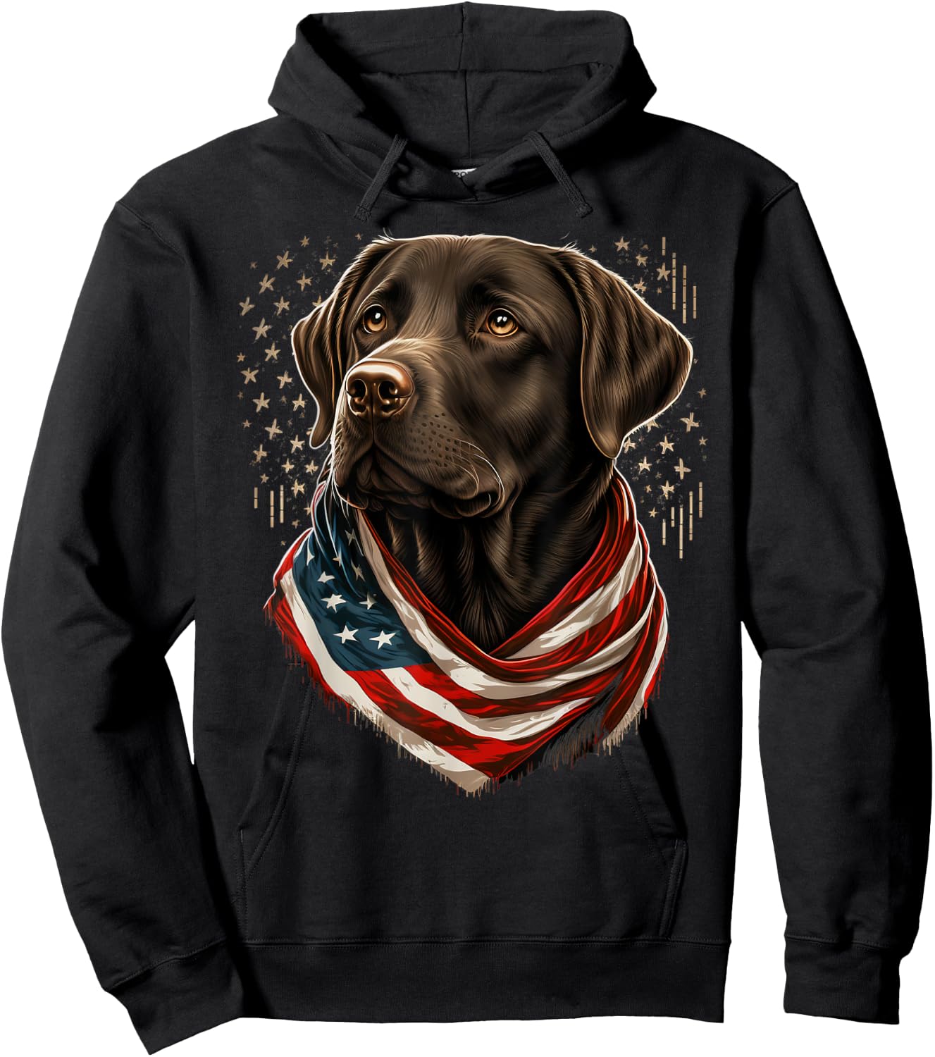 USA 4th Of July brown Patriotic American Labrador Retriever Hoodie - Hoodie | Black