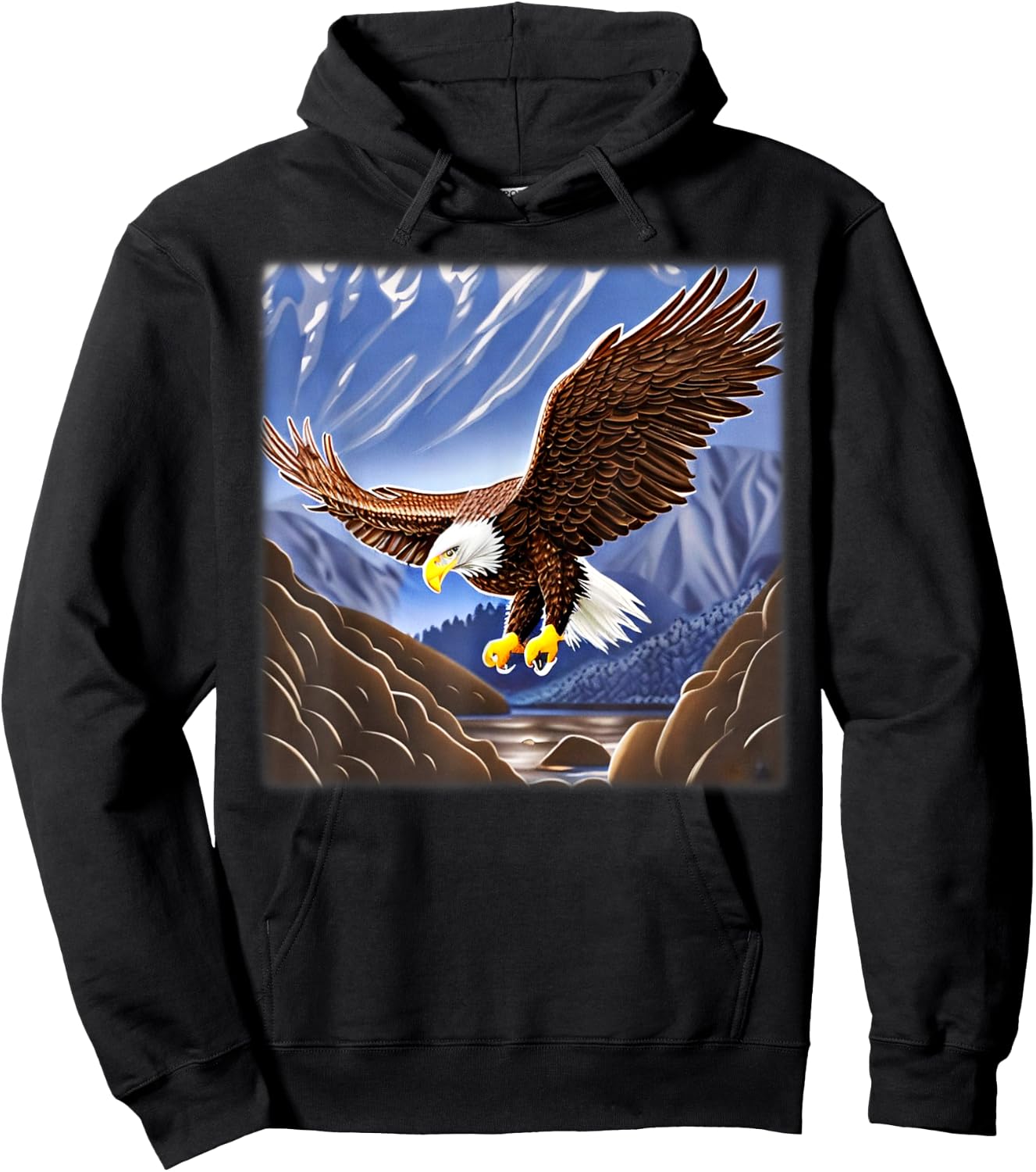 Bald Eagle imprint american bird animal head art motif Hoodie - Hoodie | Black