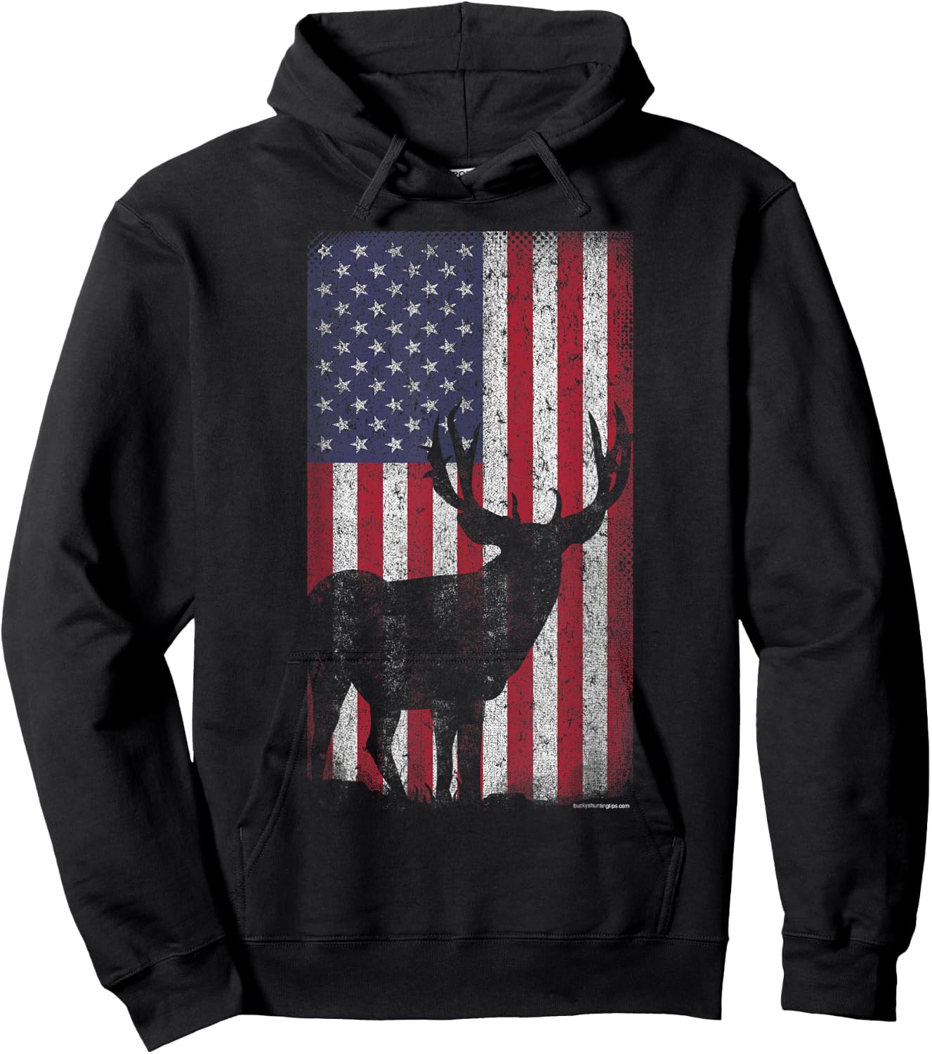 Deer Hunting Mule Deer Buck US Flag - American Retro Hoodie - Hoodie | Black