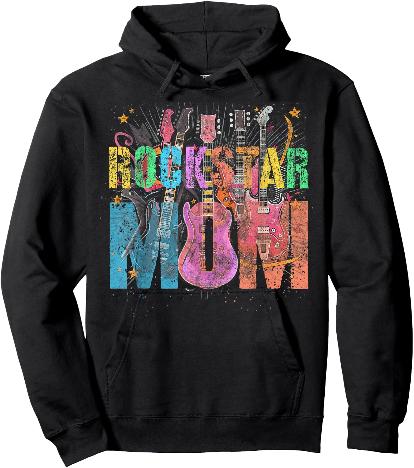 Vintage ROCKSTAR MOM Rockin' Mama Birthday Mommy Squad Hoodie - Hoodie | Black