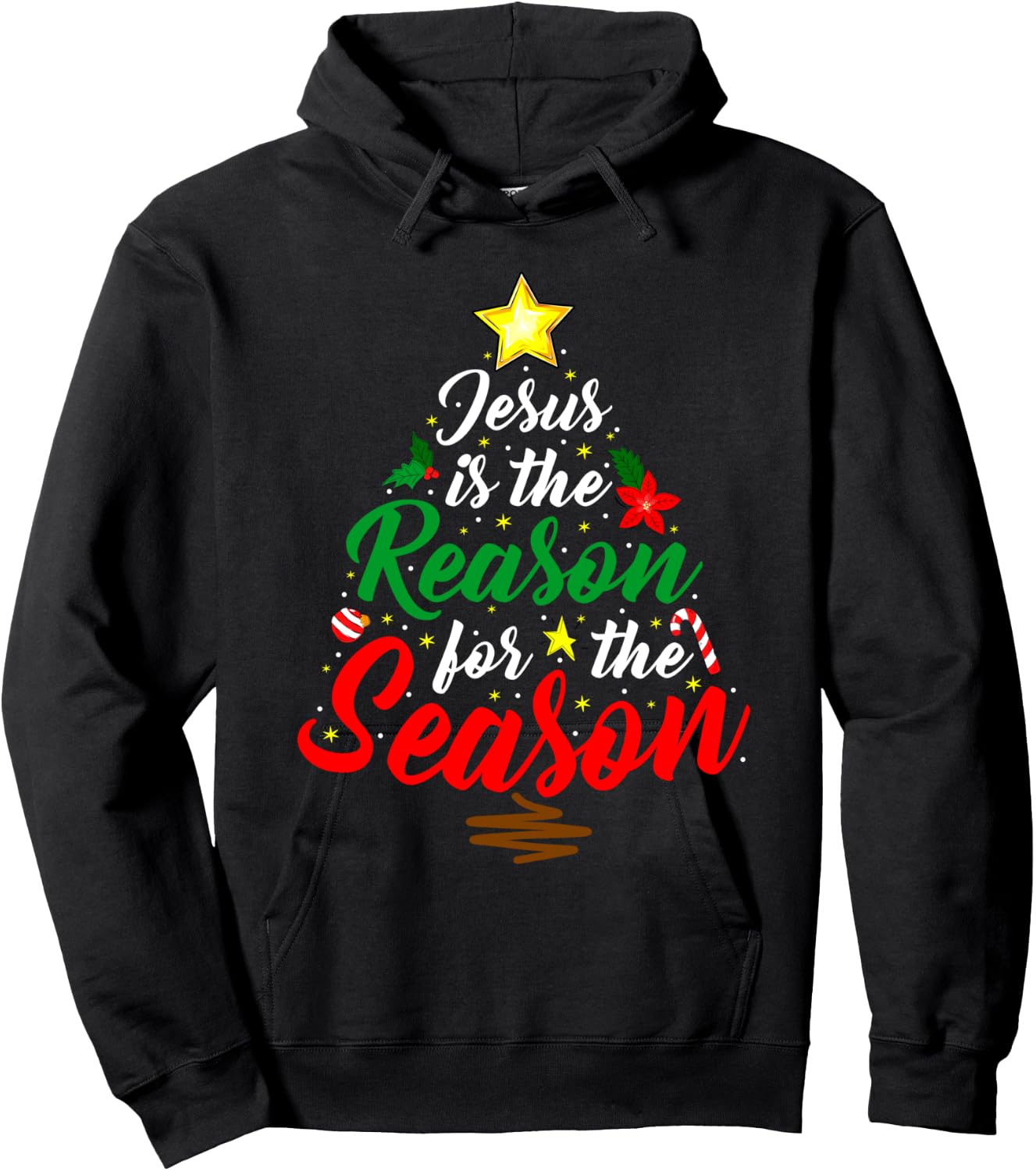 Christian Jesus The Reason Christmas Tree Xmas Religious Hoodie - Hoodie | Black