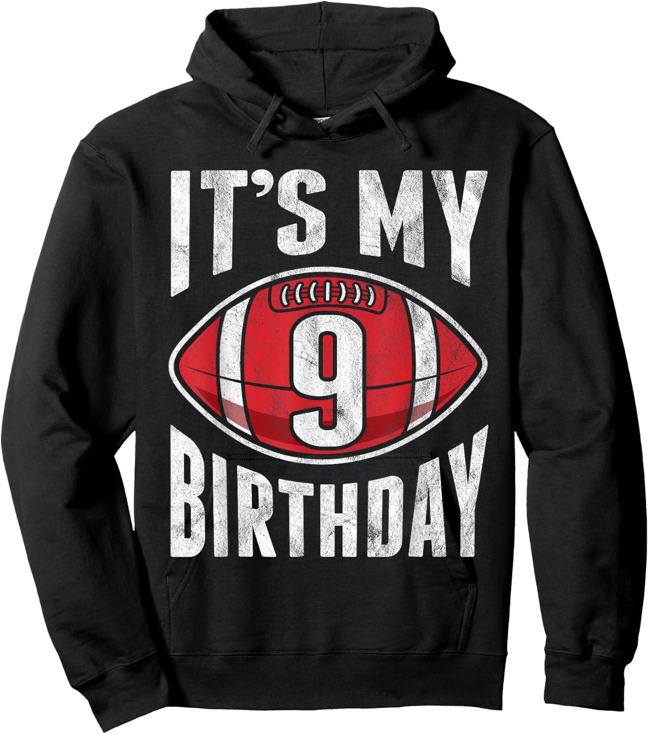 9 Years Old American Football 9th Birthday Boy Retro Style Hoodie - Hoodie | Black