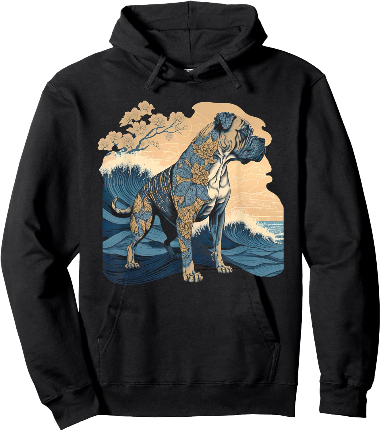 Surrealism Japanese Painting Presa Canario dog Women Kids Hoodie - Hoodie | Black