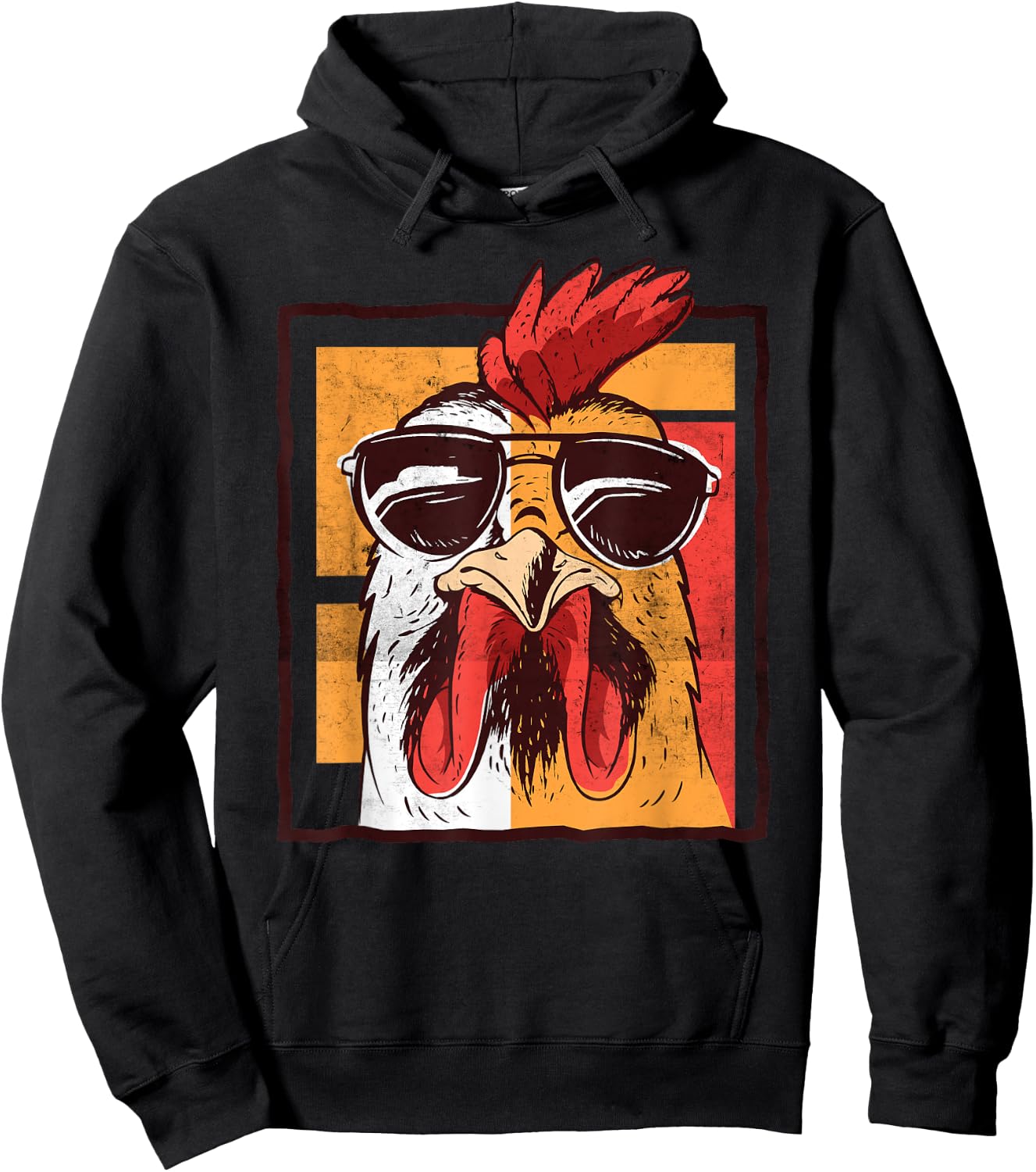 Retro Vintage Chicken Cool Rooster Wearing Sunglasses Hoodie - Hoodie | Black
