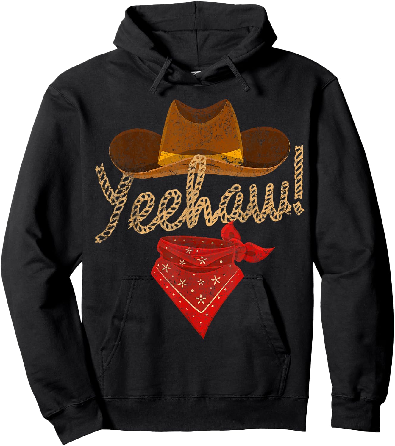 Yeehaw Cowboy Cowgirl Western Country Howdy Southern Yee Haw Hoodie - Hoodie | Black