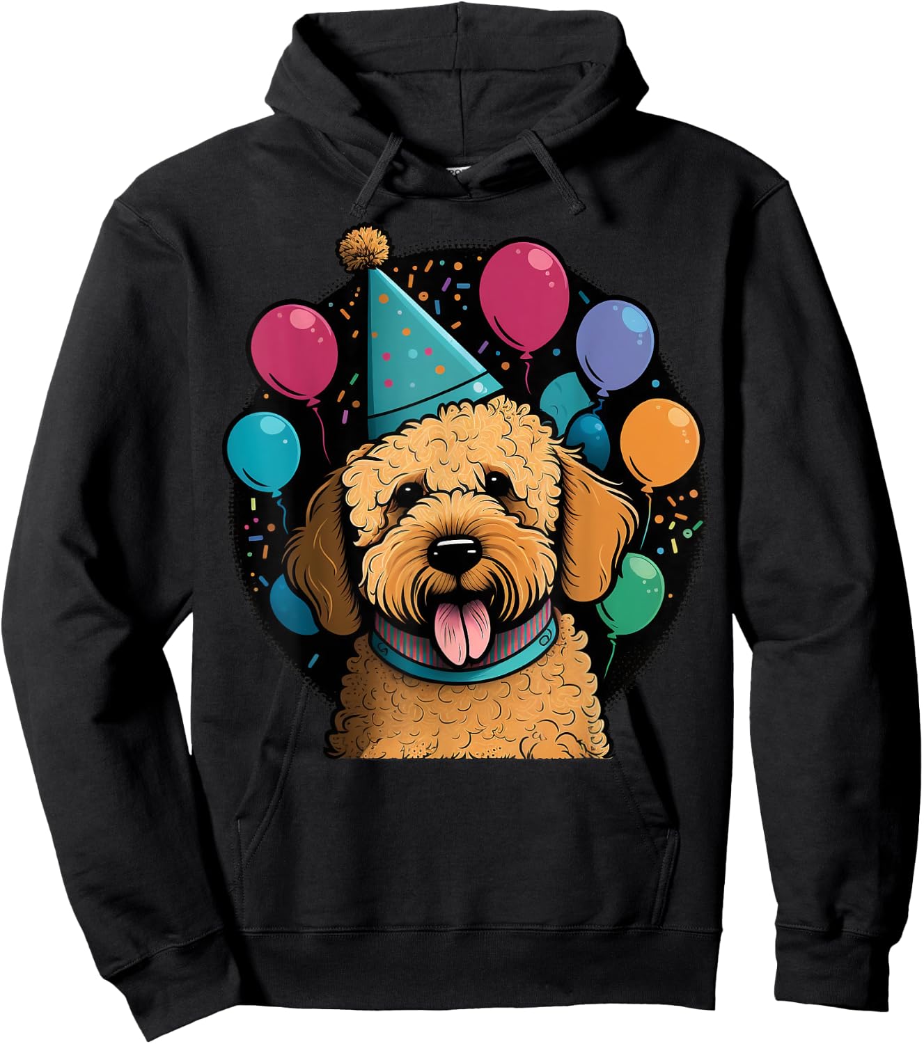 Celebration Goldendoodle Birthday Party Golden Doodle Hoodie - Hoodie | Black