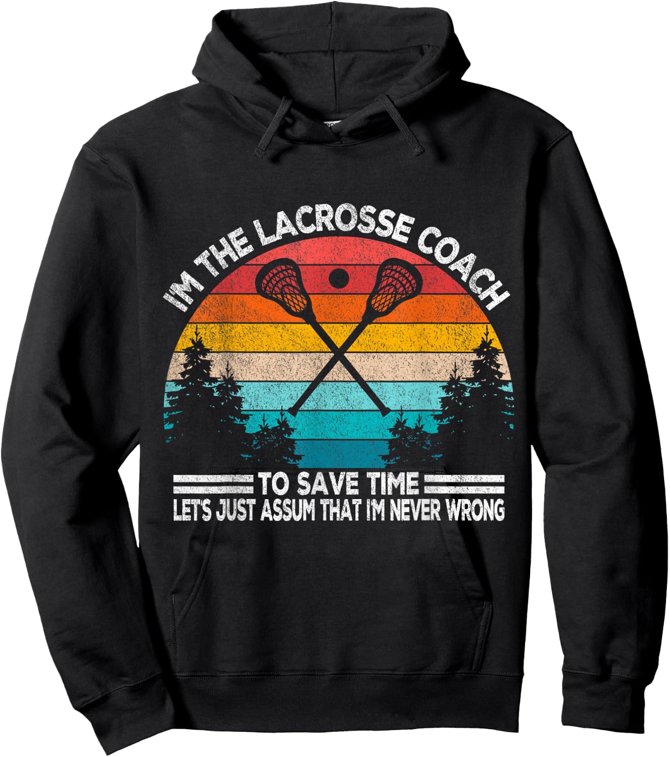 Funny Lacrosse Coach Lacrosse Team Coach Retro Hoodie - Hoodie | Black