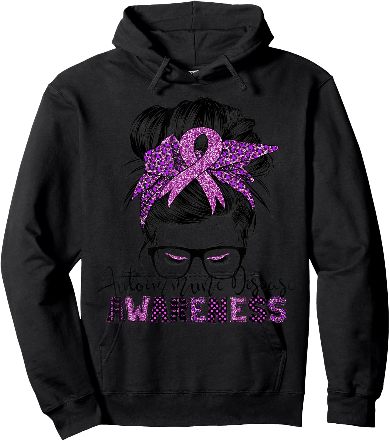 Autoimmune Disease awareness messy hair bun Hoodie - Hoodie | Black