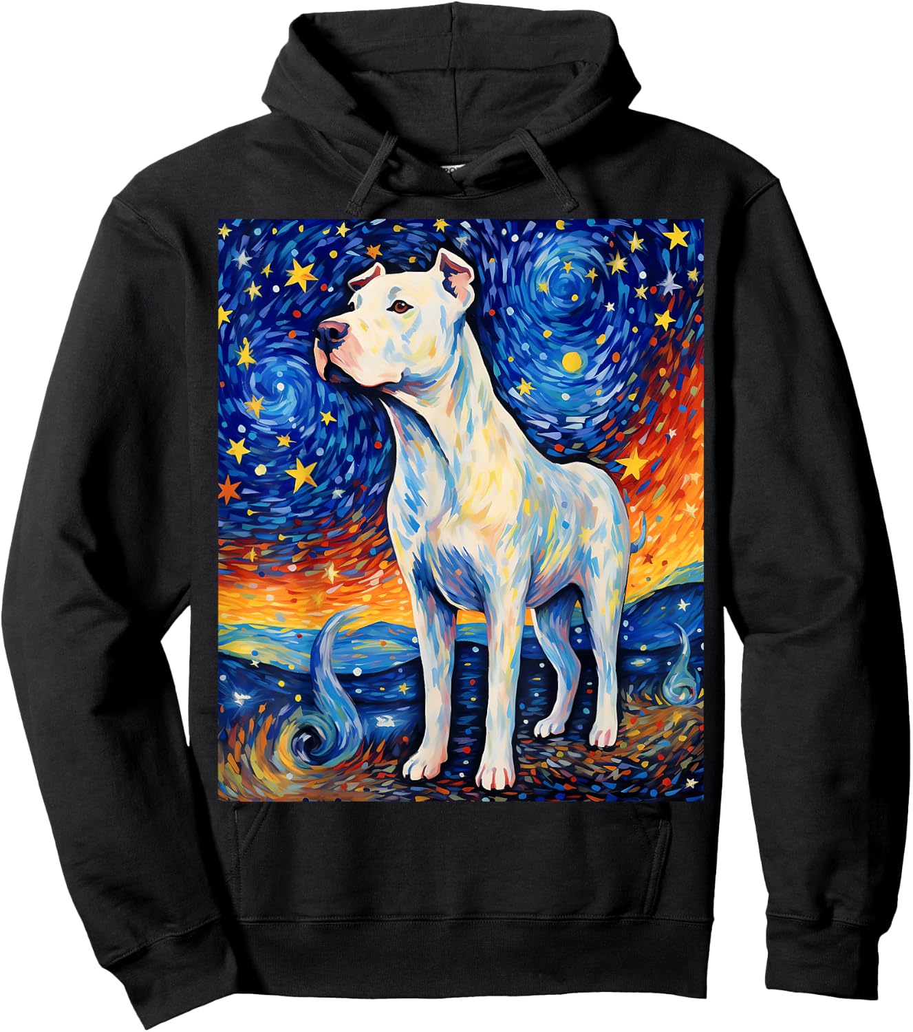 Surreal Starry Night Dogo Argentino Dog Hoodie - Hoodie | Black