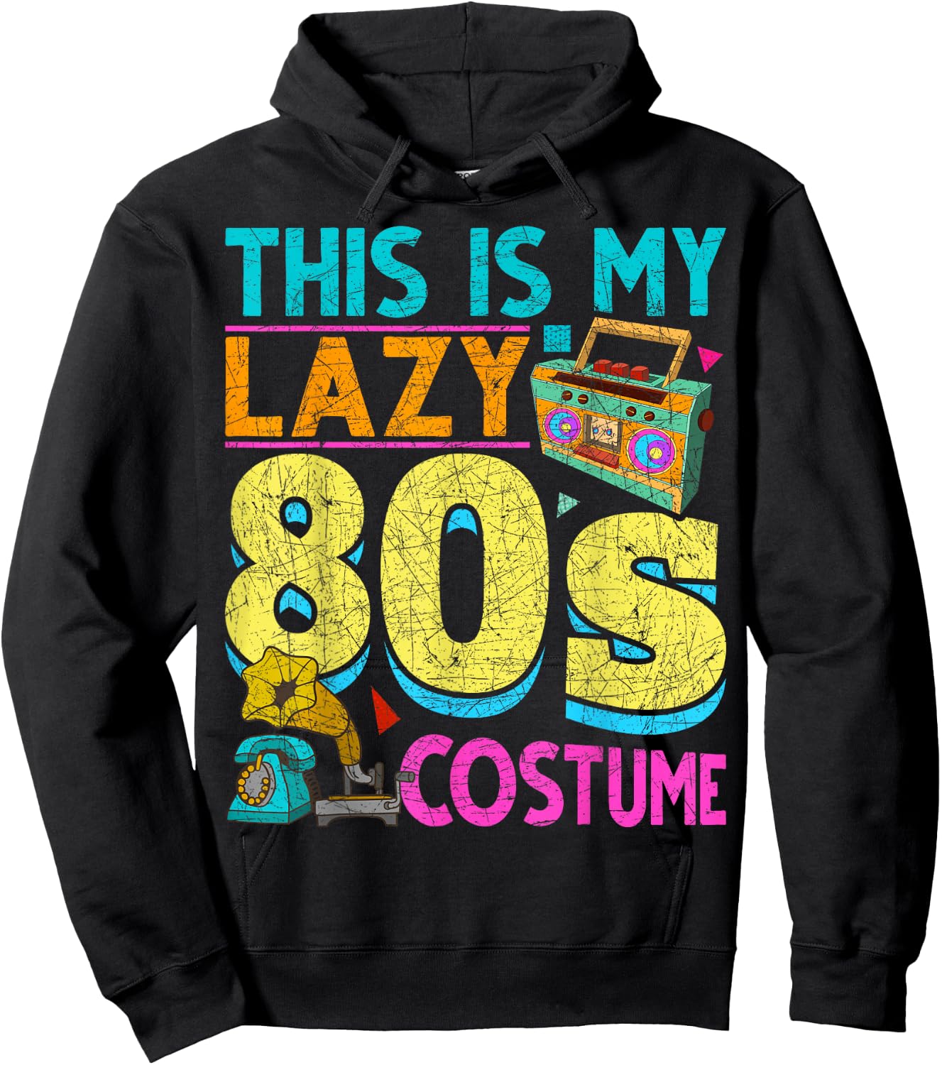 Funny This Is My Lazy 80s Costume Party Vintage Eighties Hoodie - Hoodie | Black